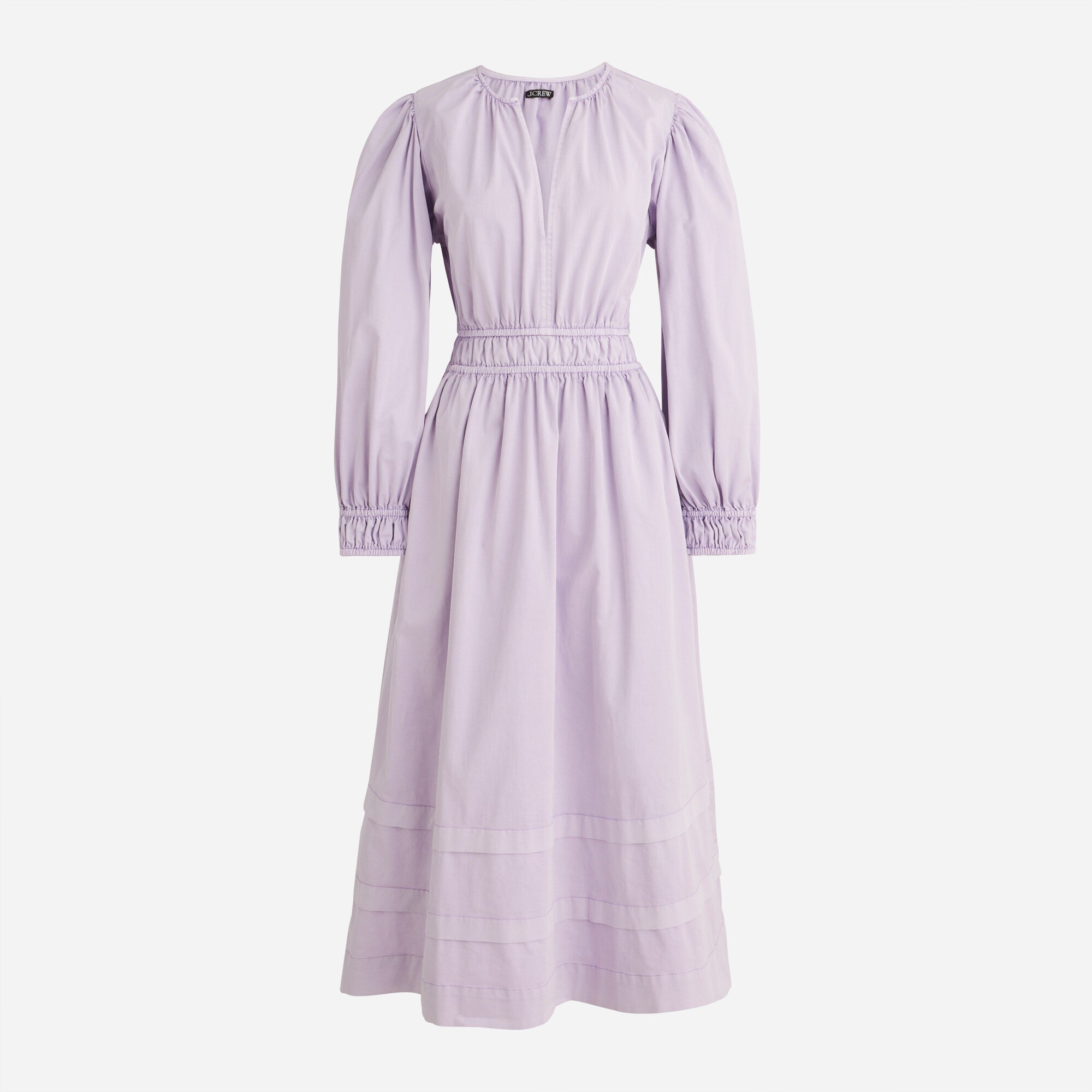 J.Crew: Long-sleeve Smocked-waist Midi Dress In Lightweight