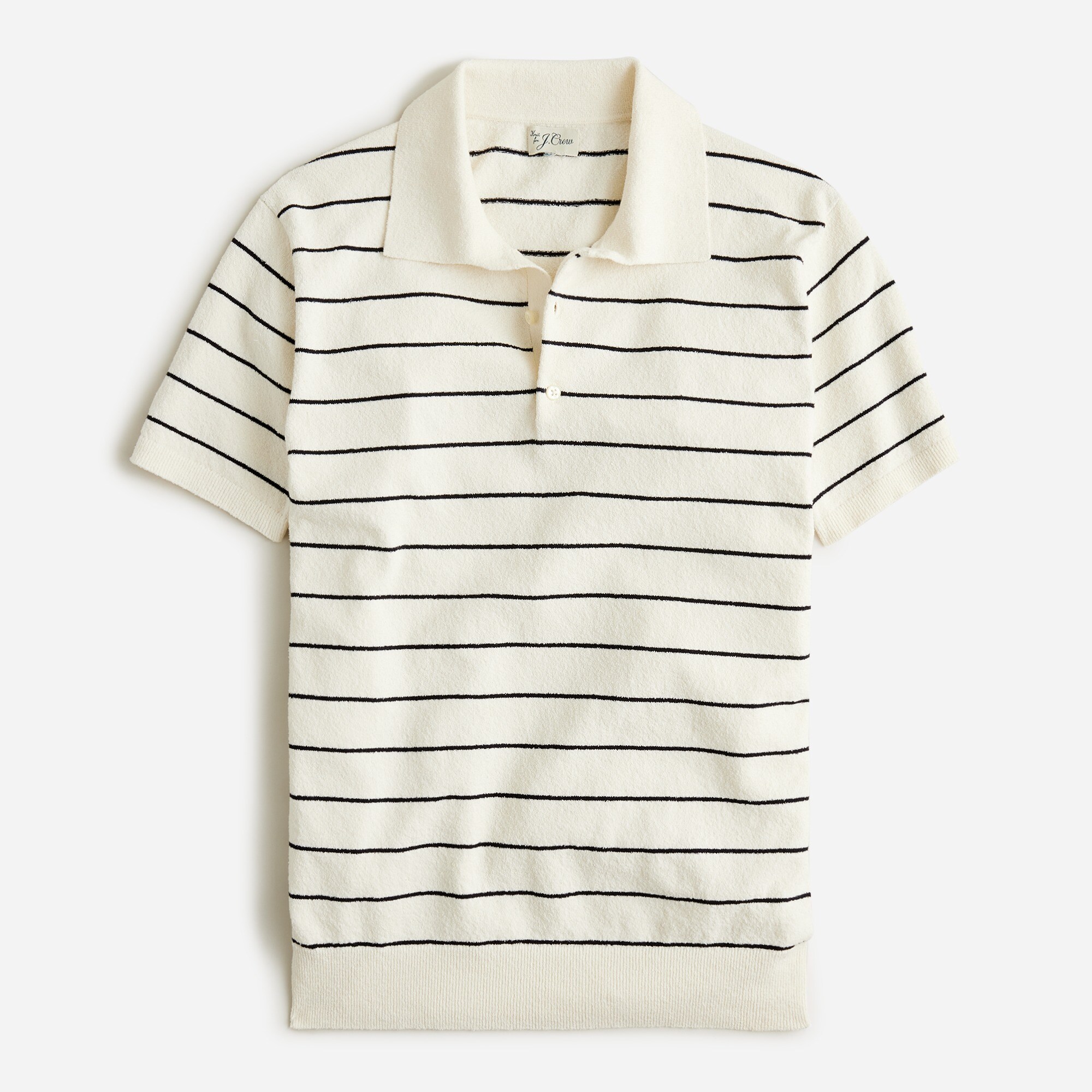 J.Crew: Organic Cotton-blend Bouclé Short-sleeve Sweater-polo In Stripe ...