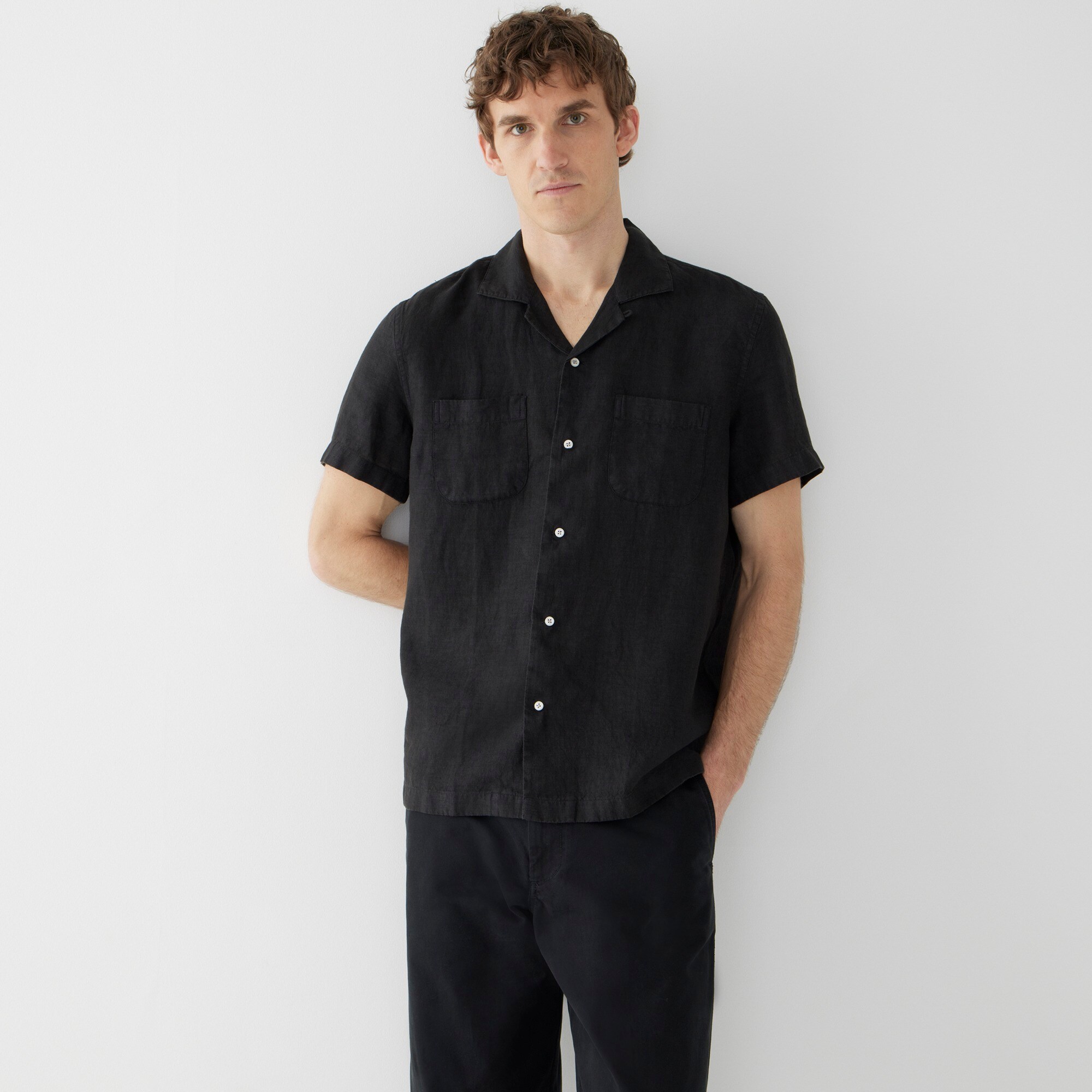 J.Crew Shortsleeve Baird McNutt Irish Linen Campcollar Shirt For Men