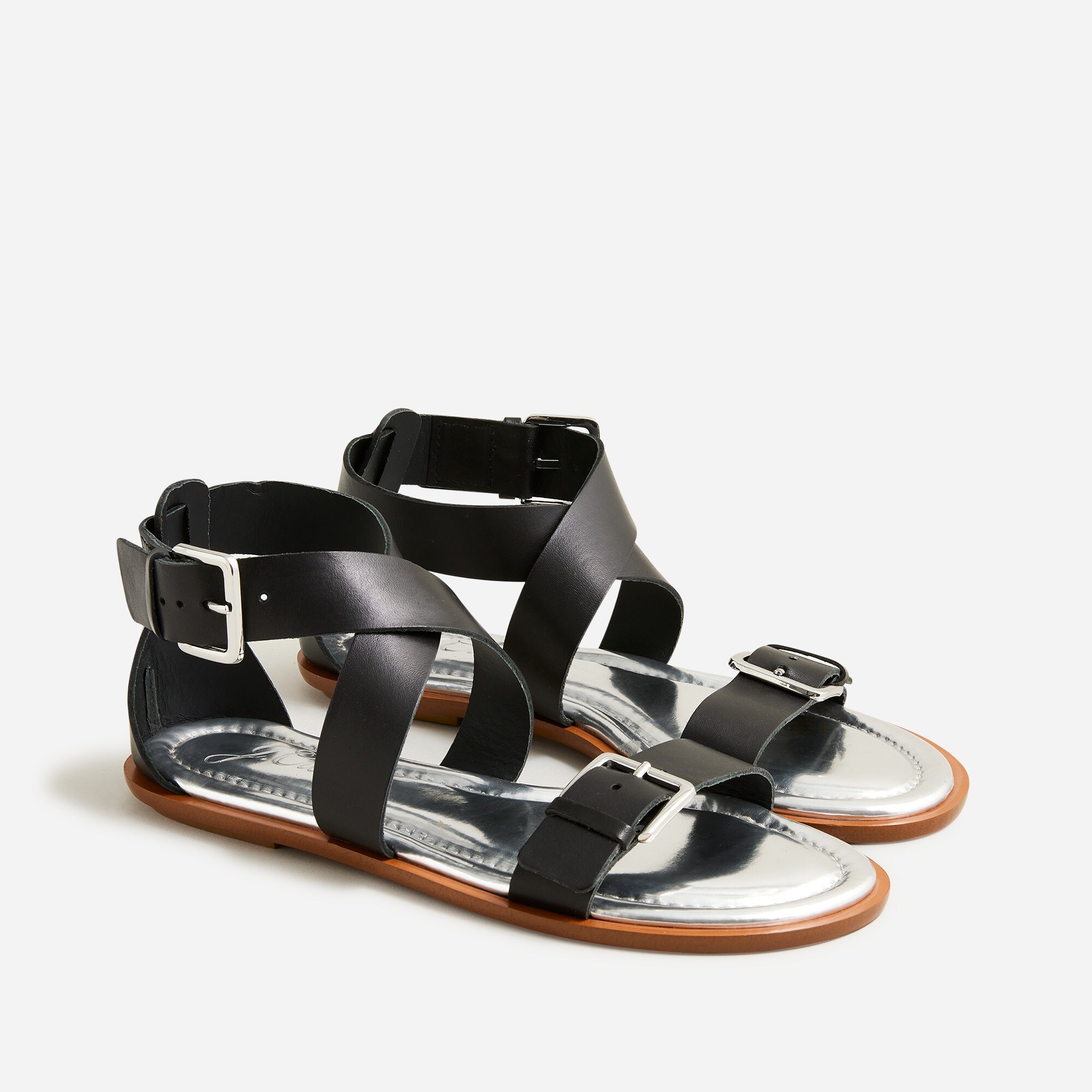 Sorrento Made-in-Italy Cross-strap Sandals In Leather For Women