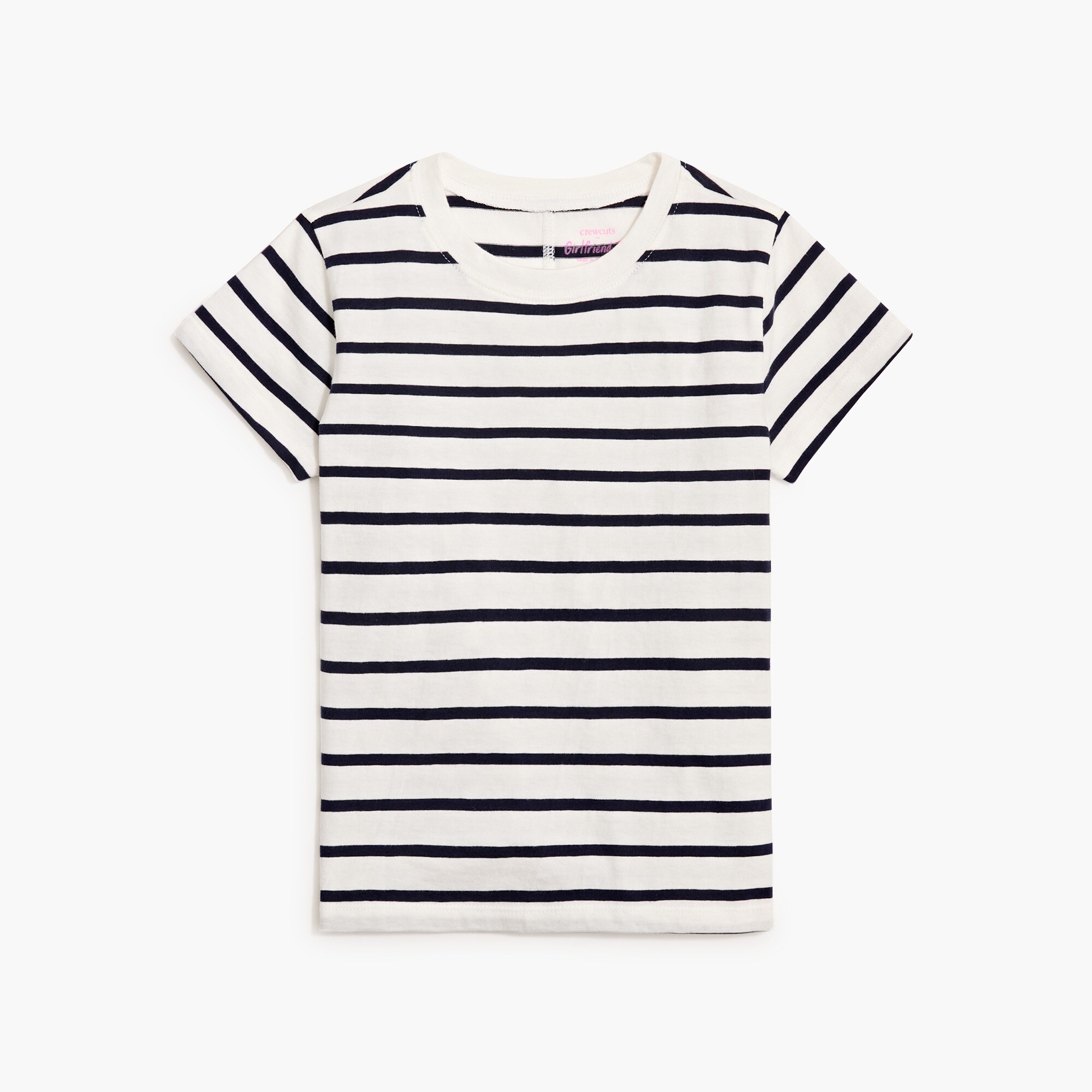 Girls' striped girlfriend crewneck tee
