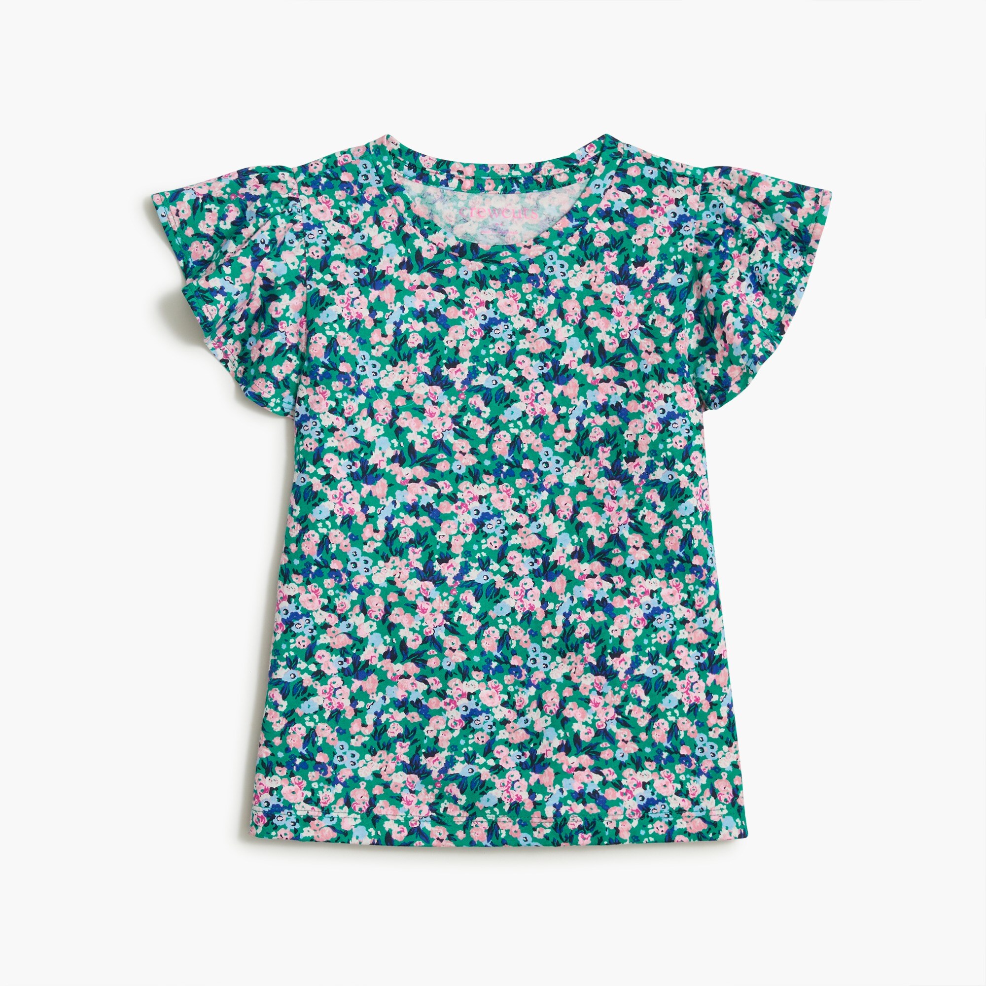 girls' ruffle-sleeve floral top for girls