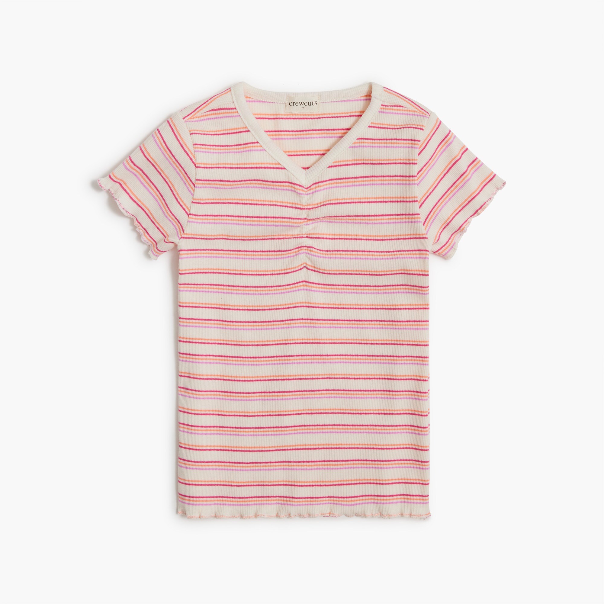 Girls' lettuce-edge ribbed tee