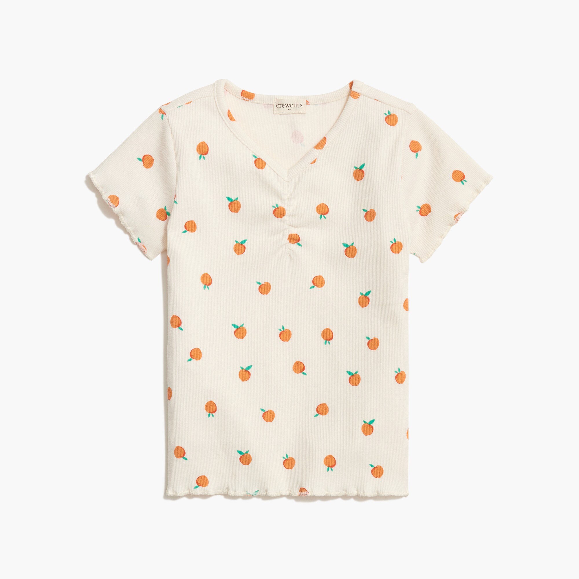 Girls' lettuce-edge ribbed tee