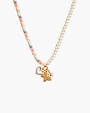 Girls&apos; multicolor bead and pearl charm necklace