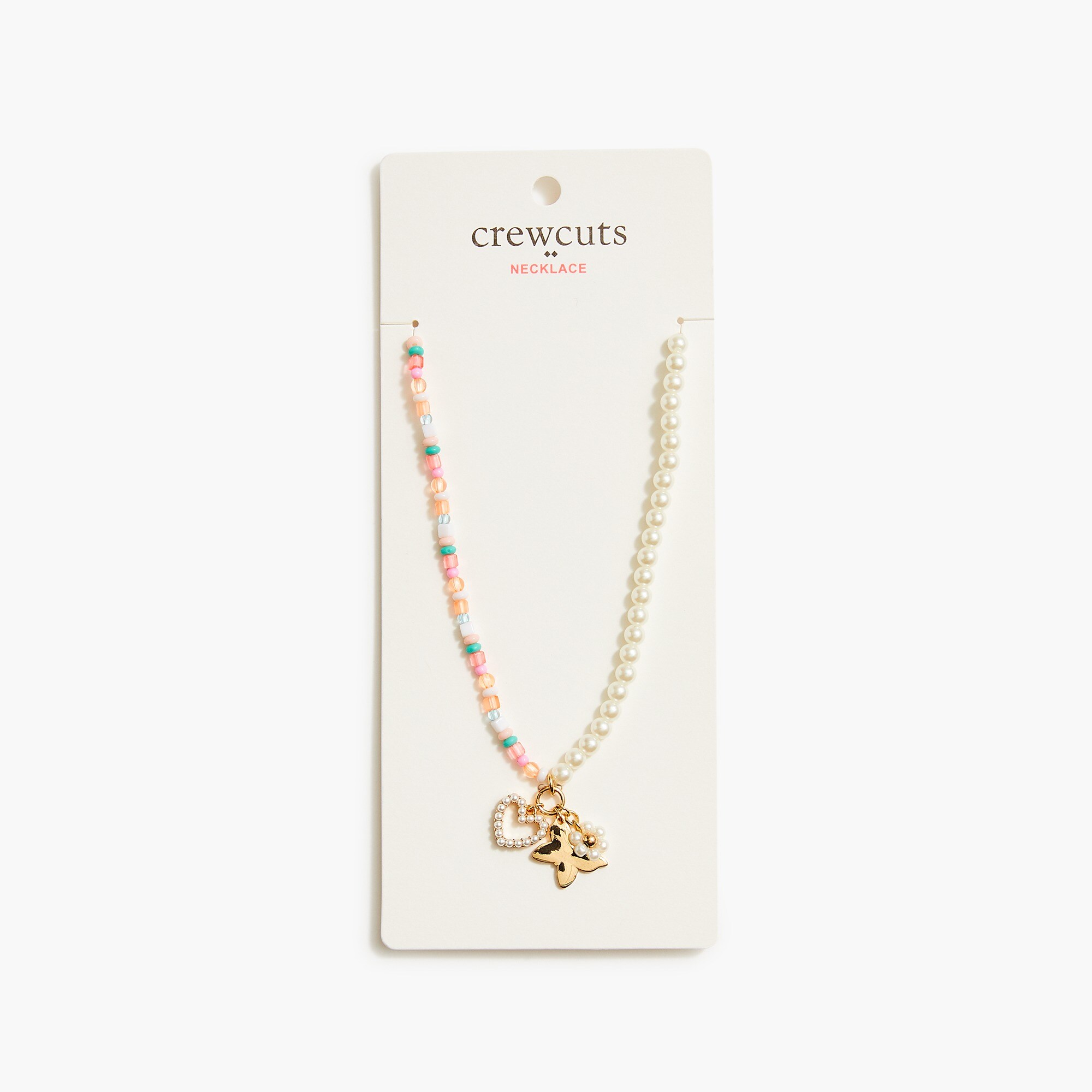 Girls&apos; multicolor bead and pearl charm necklace