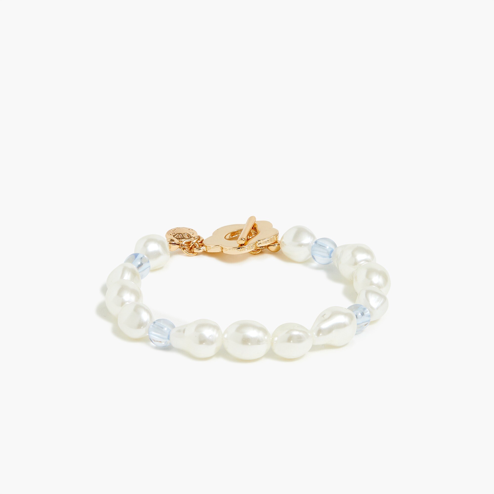 Girls' pearl-bead bracelet with flower closure