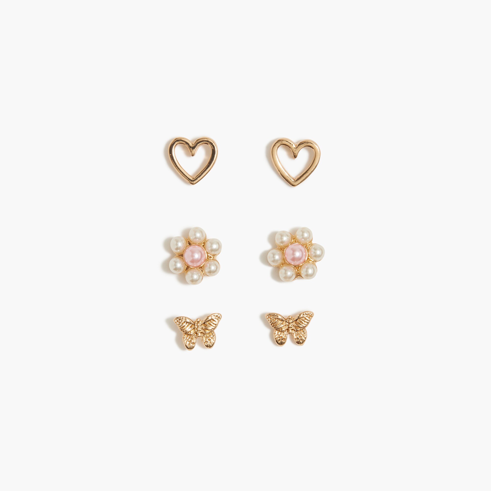 girls' heart earrings set for girls