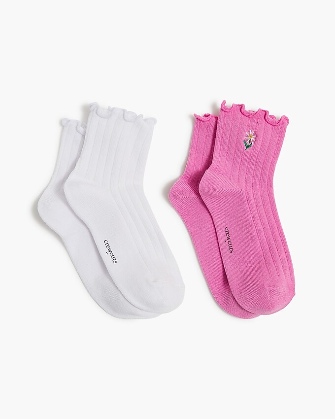 factory: girls&apos; socks with lettuce trim for girls, right side, view zoomed