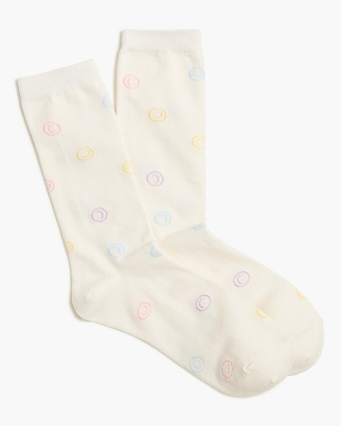 factory: smiley face trouser socks for women, right side, view zoomed