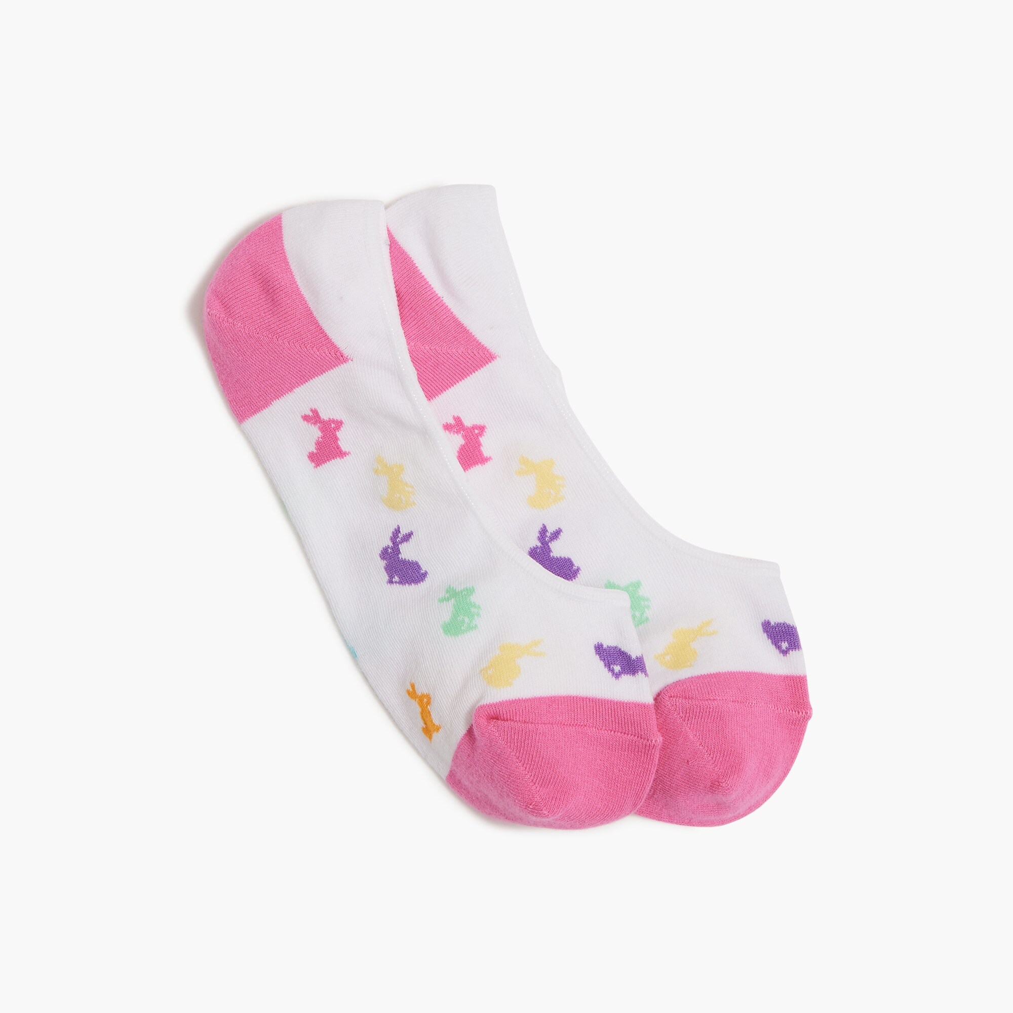 Rabbit with rainbow no-show socks