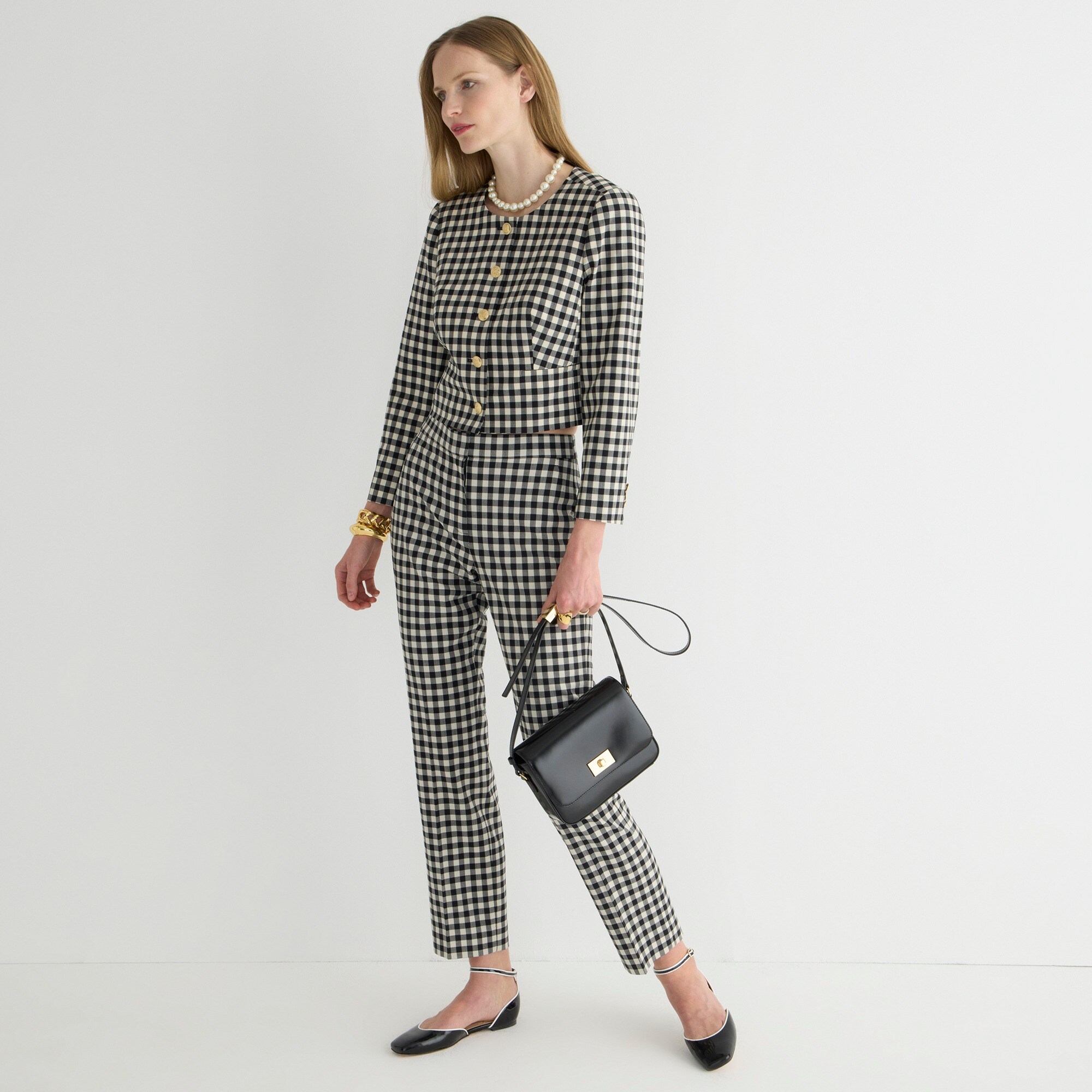 J.Crew Kate Straightleg Pant In Gingham Italian Wool Blend For Women