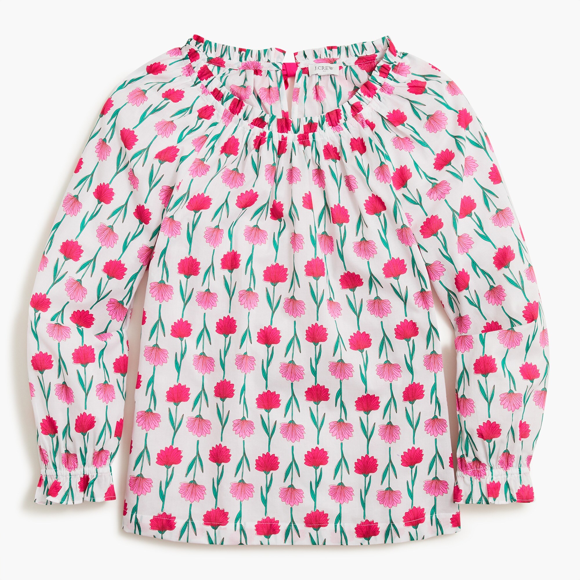 tie-back ruffleneck top for women