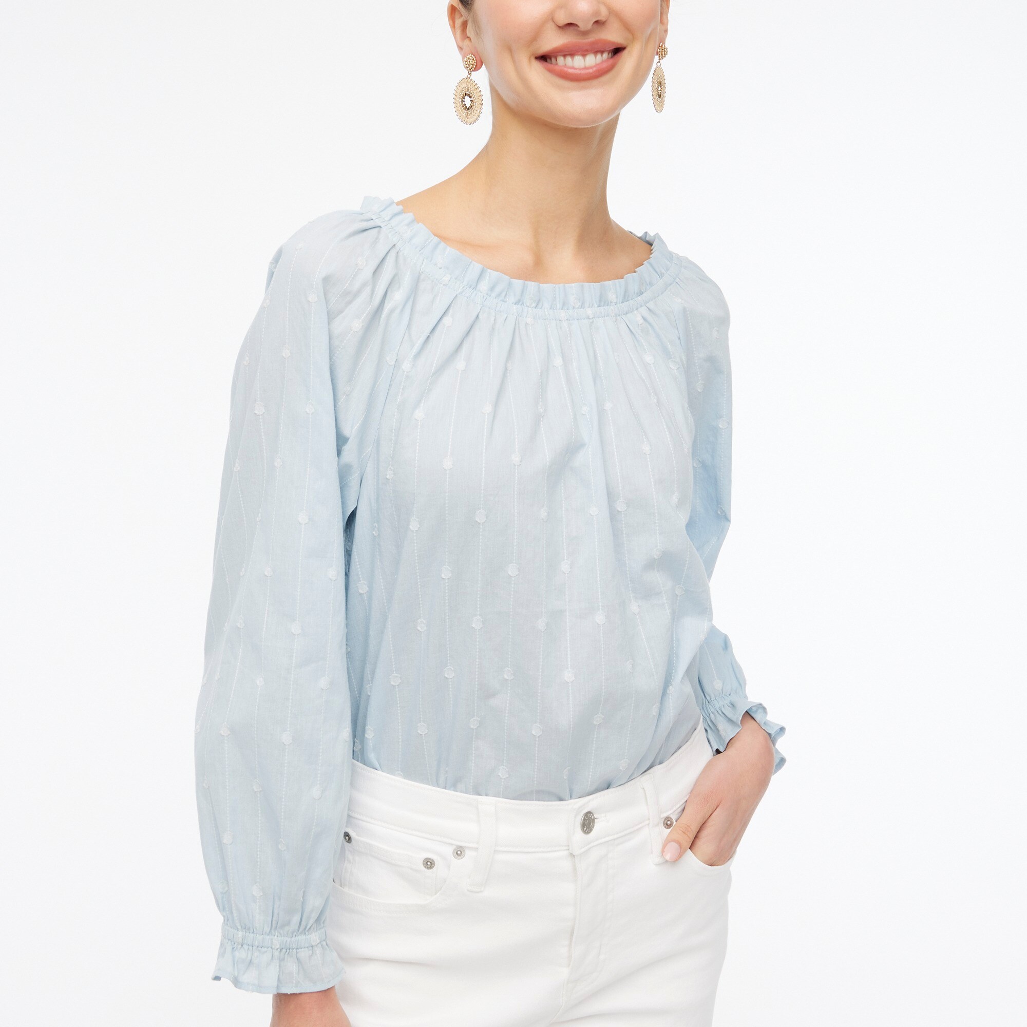 Tie-back ruffleneck top