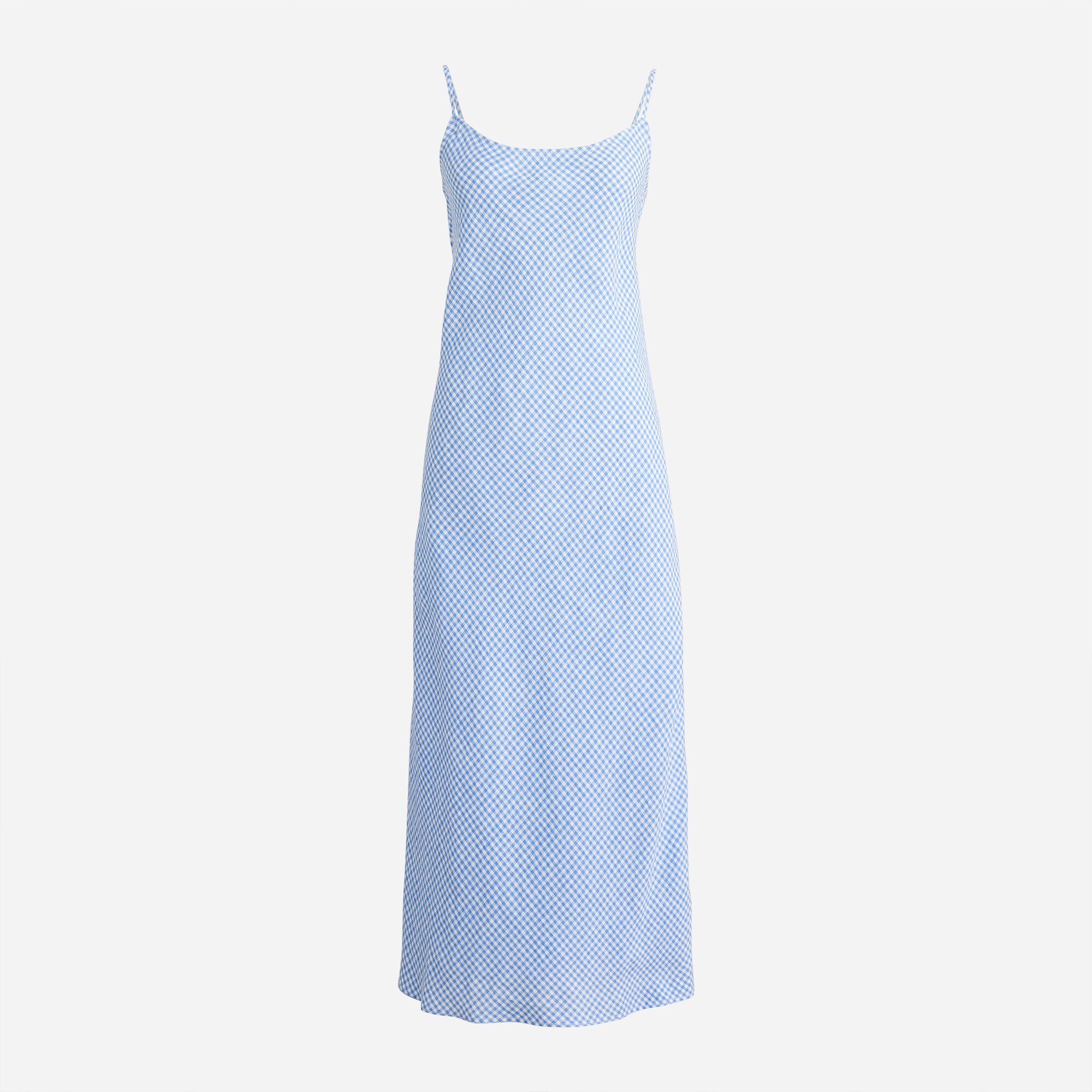 Gwyneth slip dress in blue gingham linen