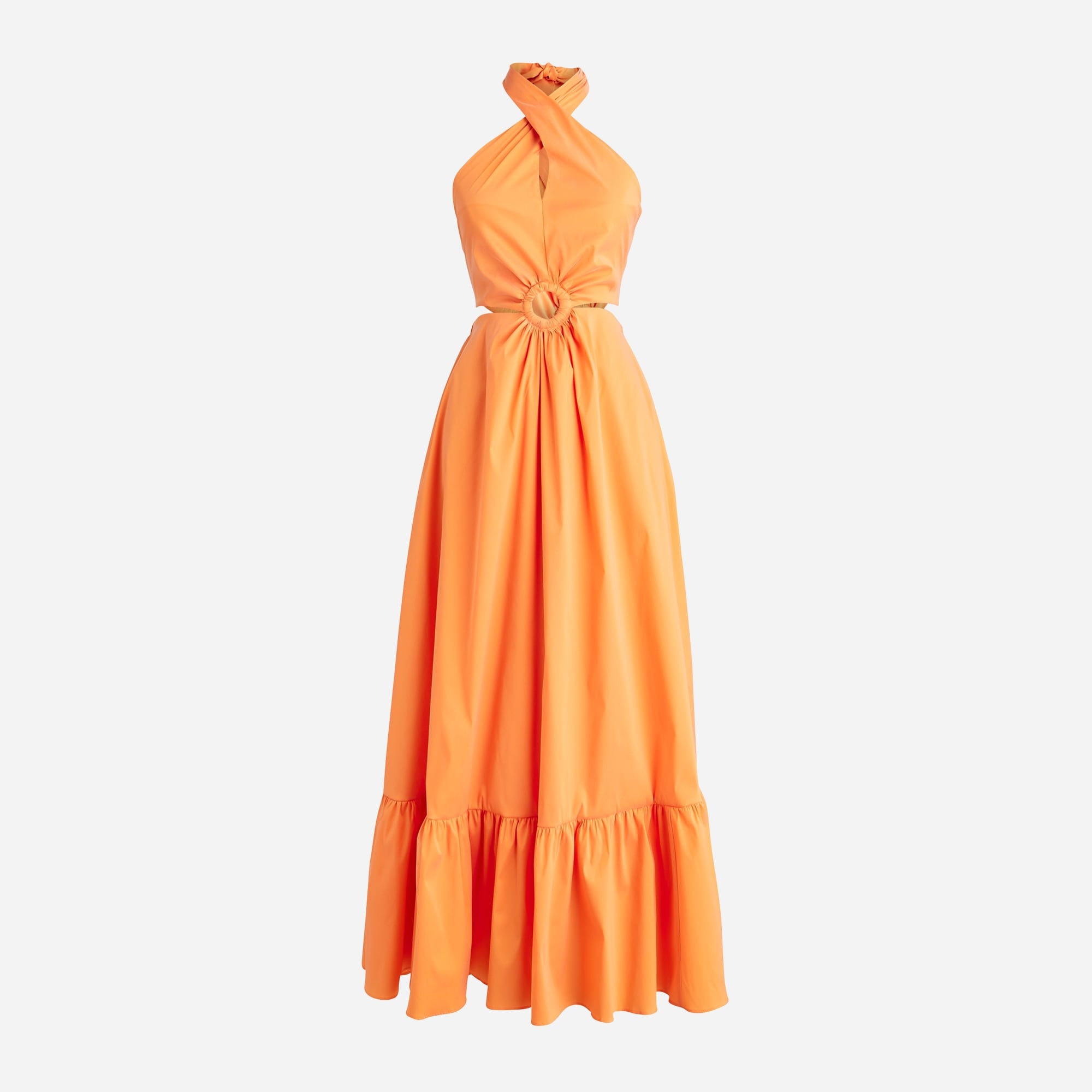 Collection taffeta O-ring cutout halter-neck maxi dress