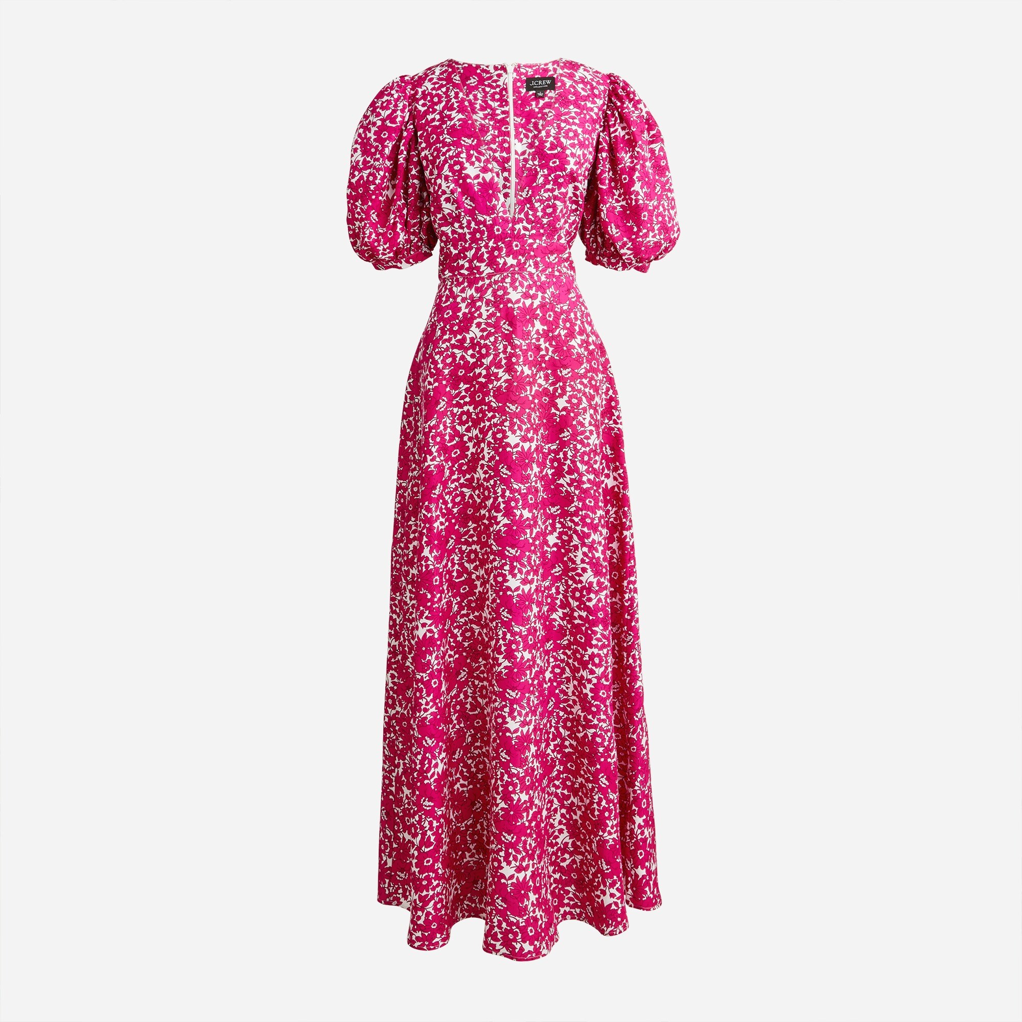 Collection puff-sleeve V-neck maxi dress in drapey floral