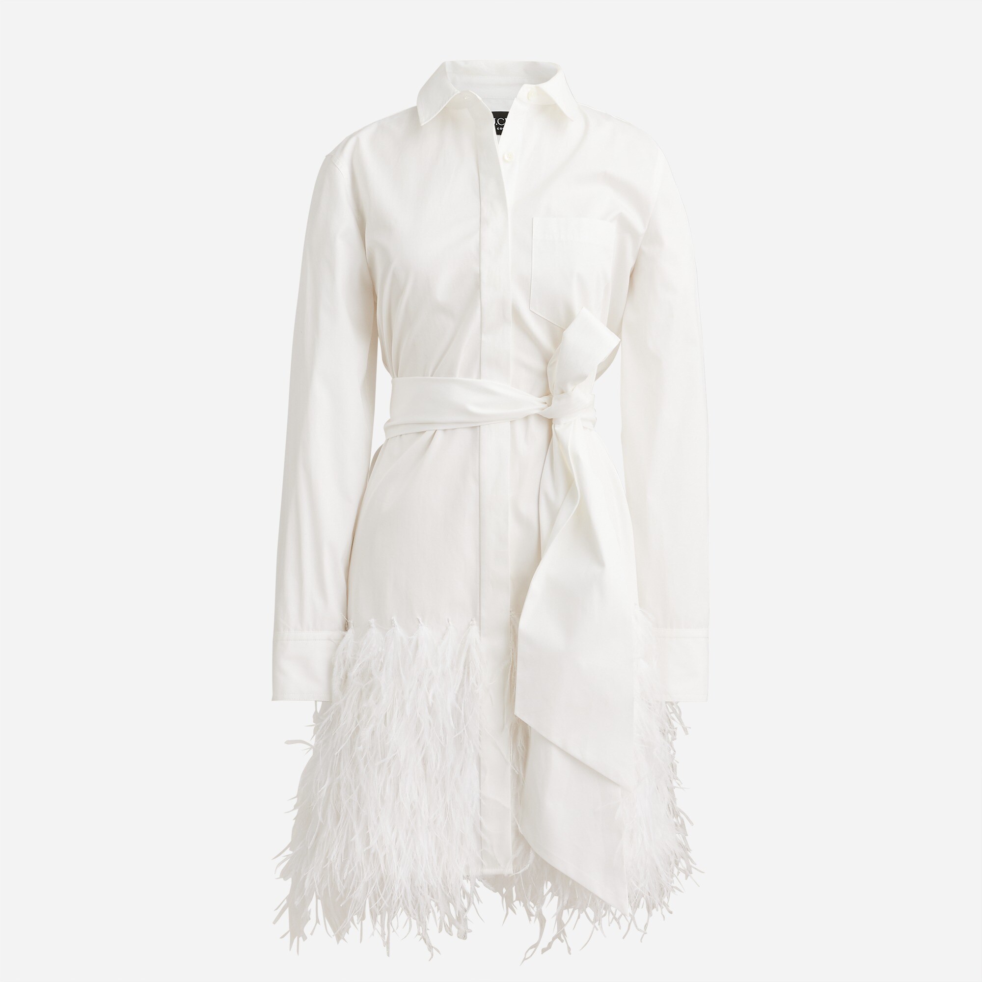 feather trim shirt dress Feather Shirt Dress in Blue