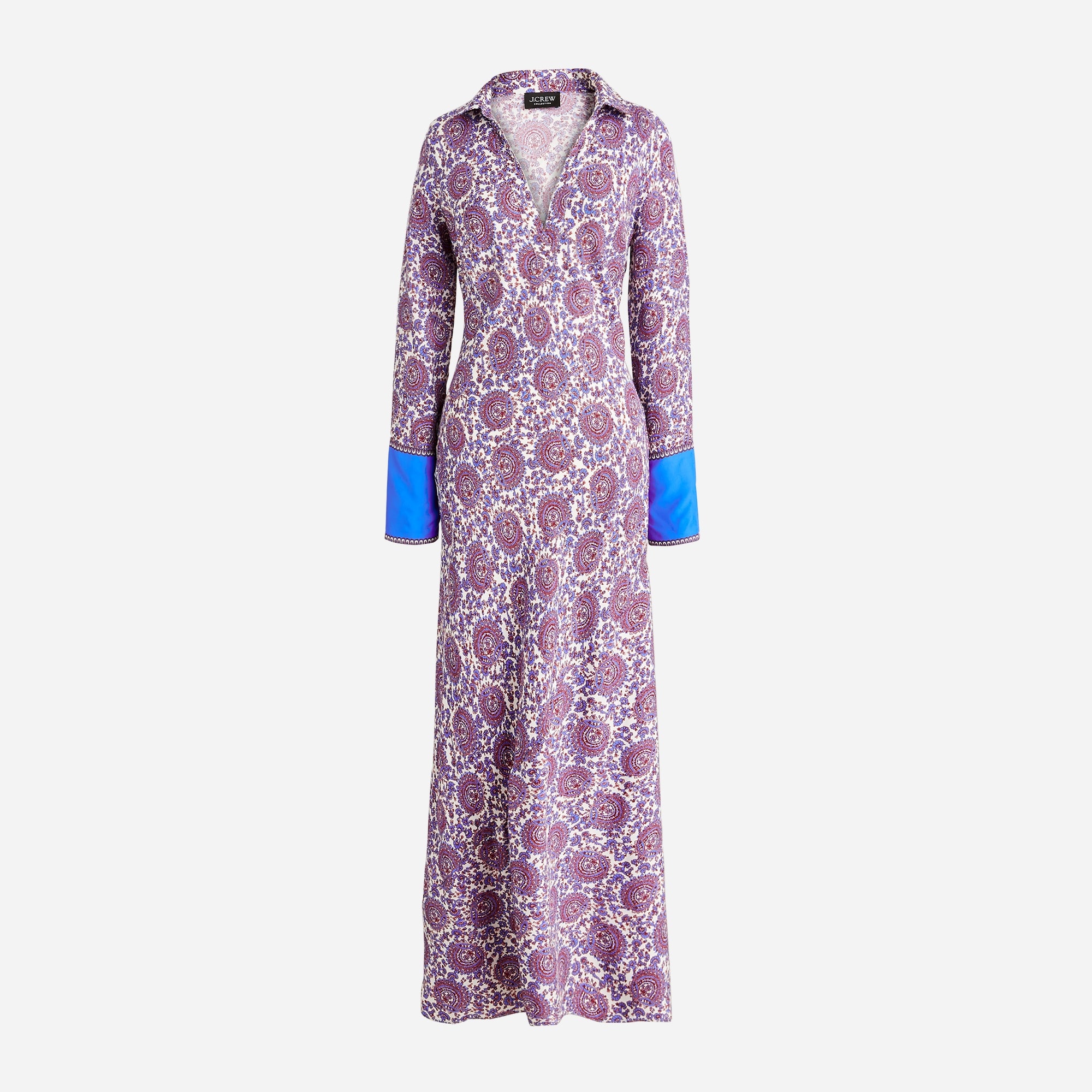 J.Crew: Collection Maxi Collared Slip Dress In Floral Bouquet