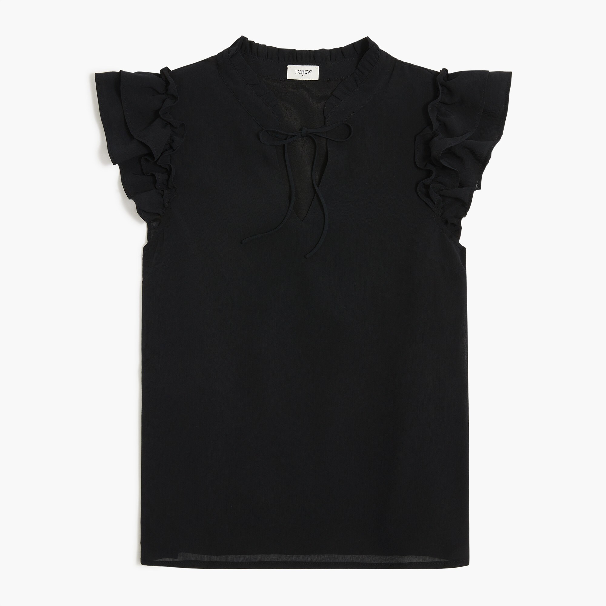 Short-sleeve ruffle-shoulder top