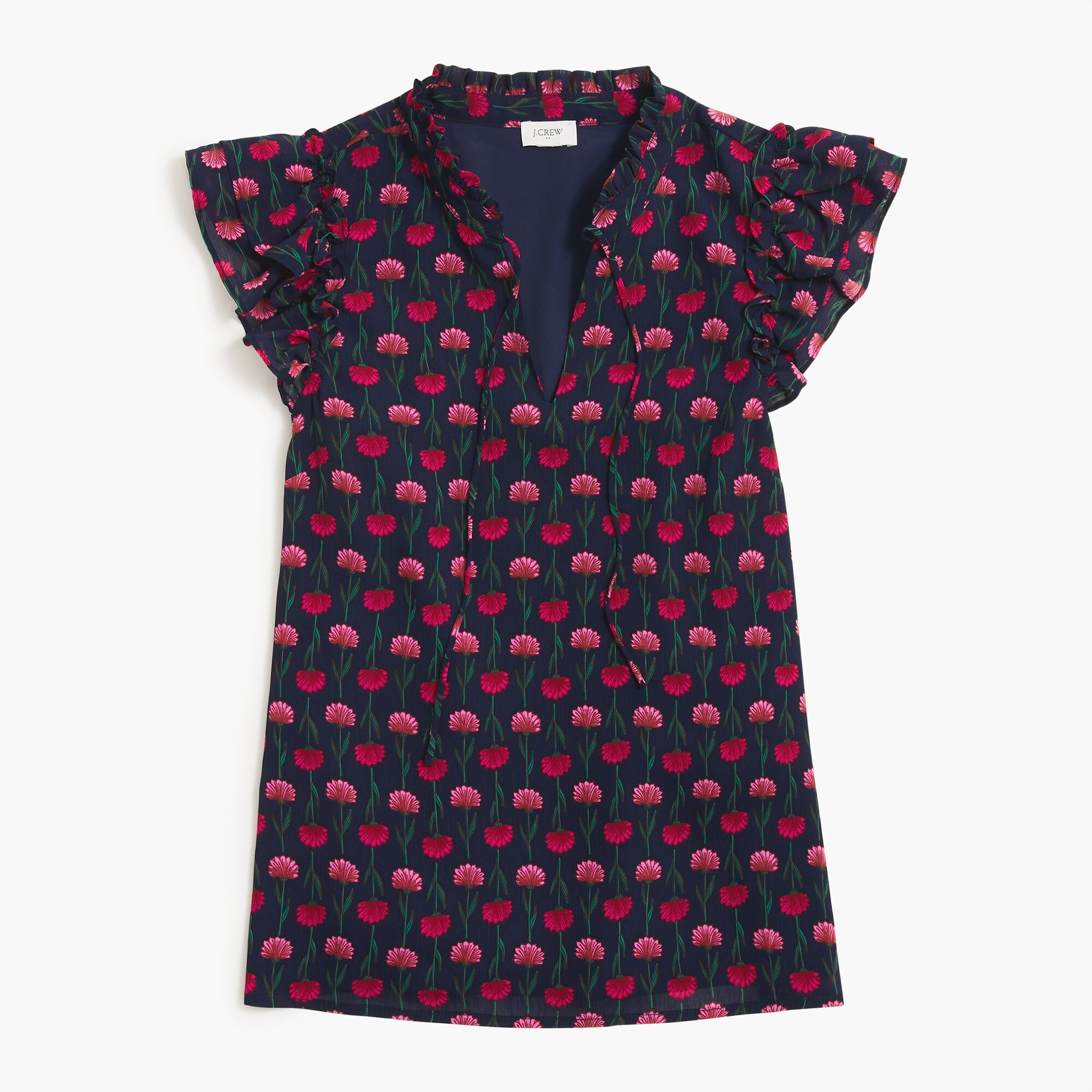 Short-sleeve ruffle-shoulder top