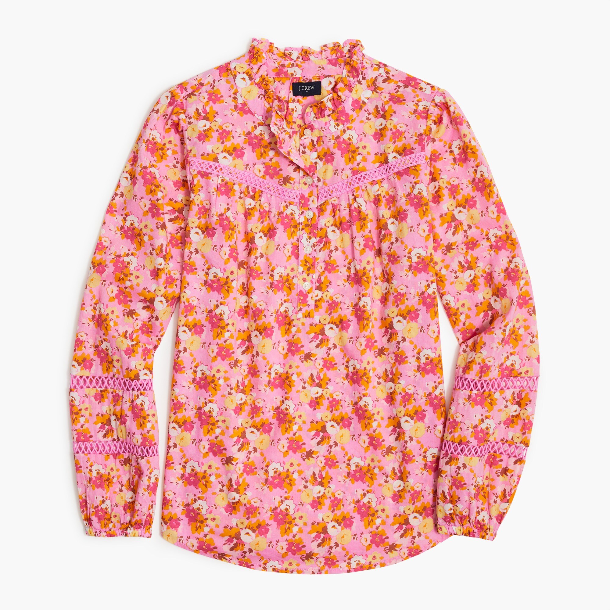 floral ruffleneck shirt for women