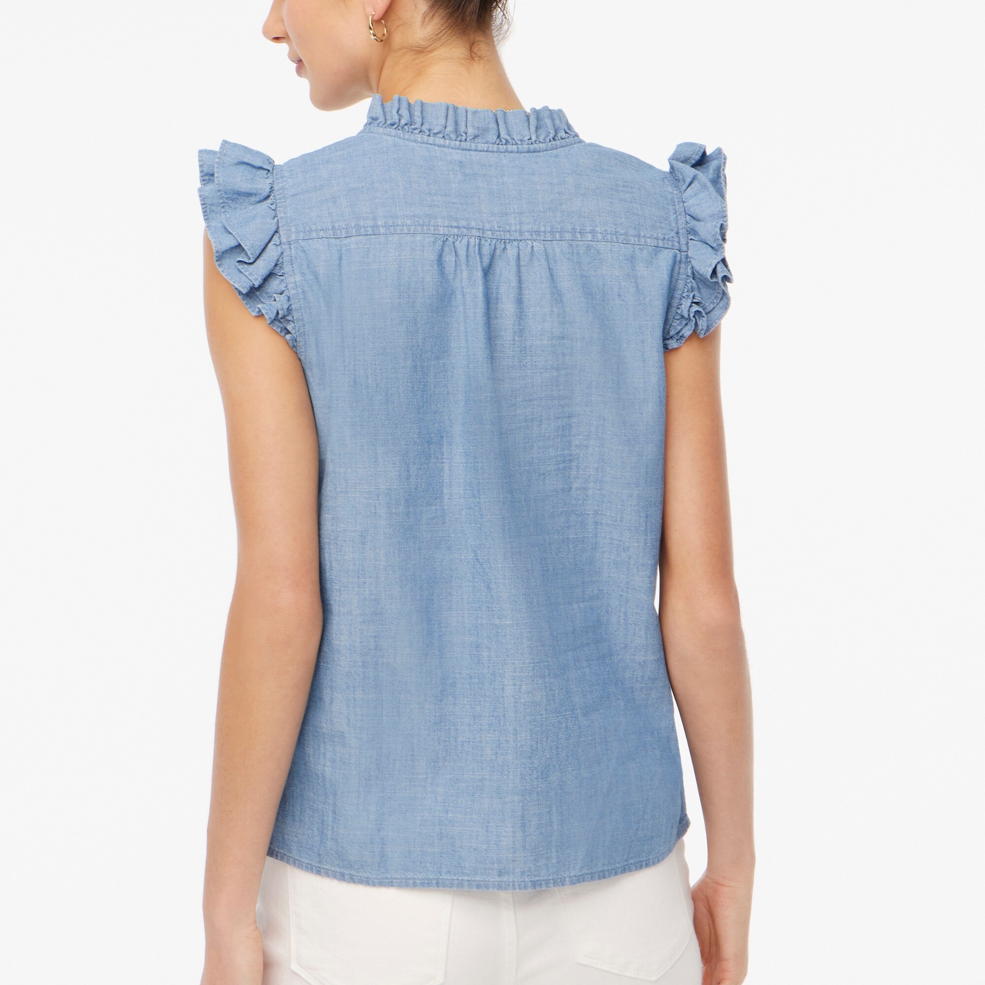 Ruffle Ecru Sleeveless Top