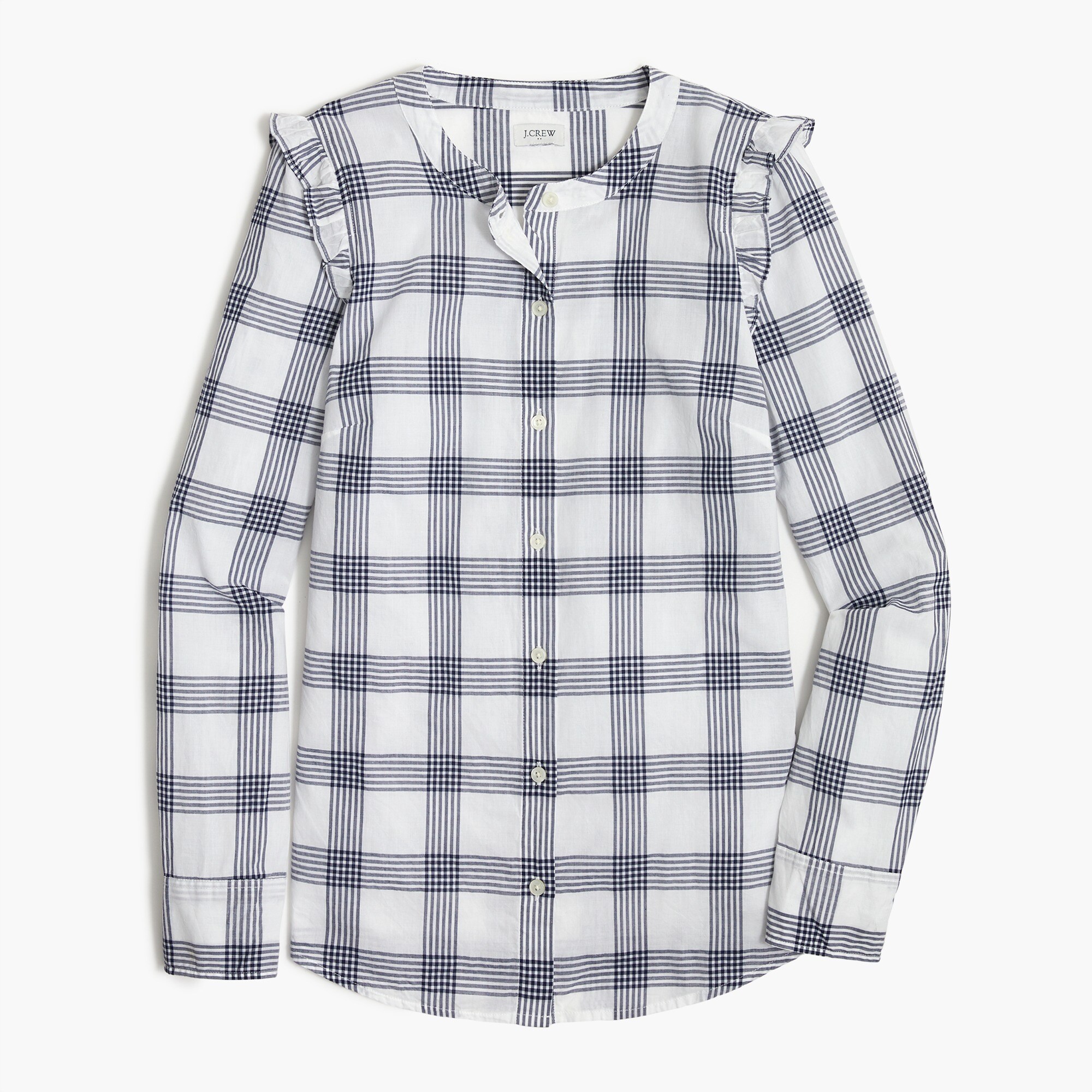 Ruffle button-up shirt in signature fit