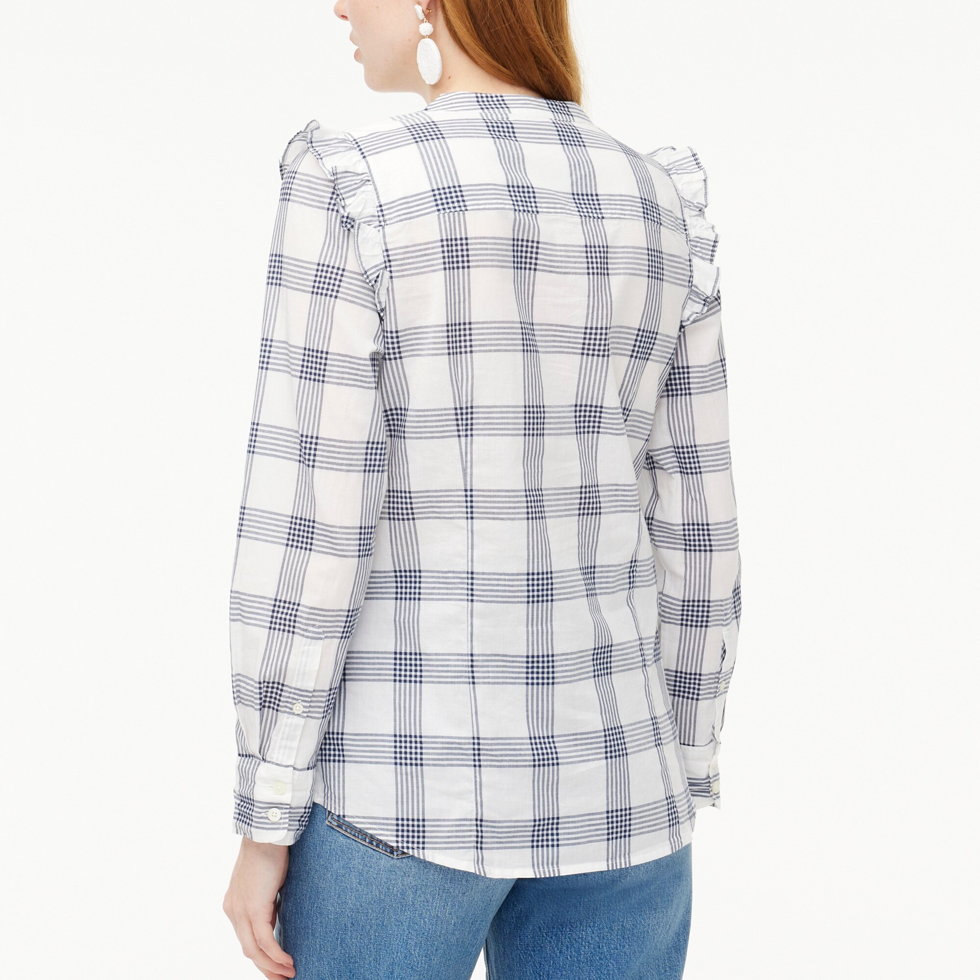 Ruffle button-up shirt in signature fit
