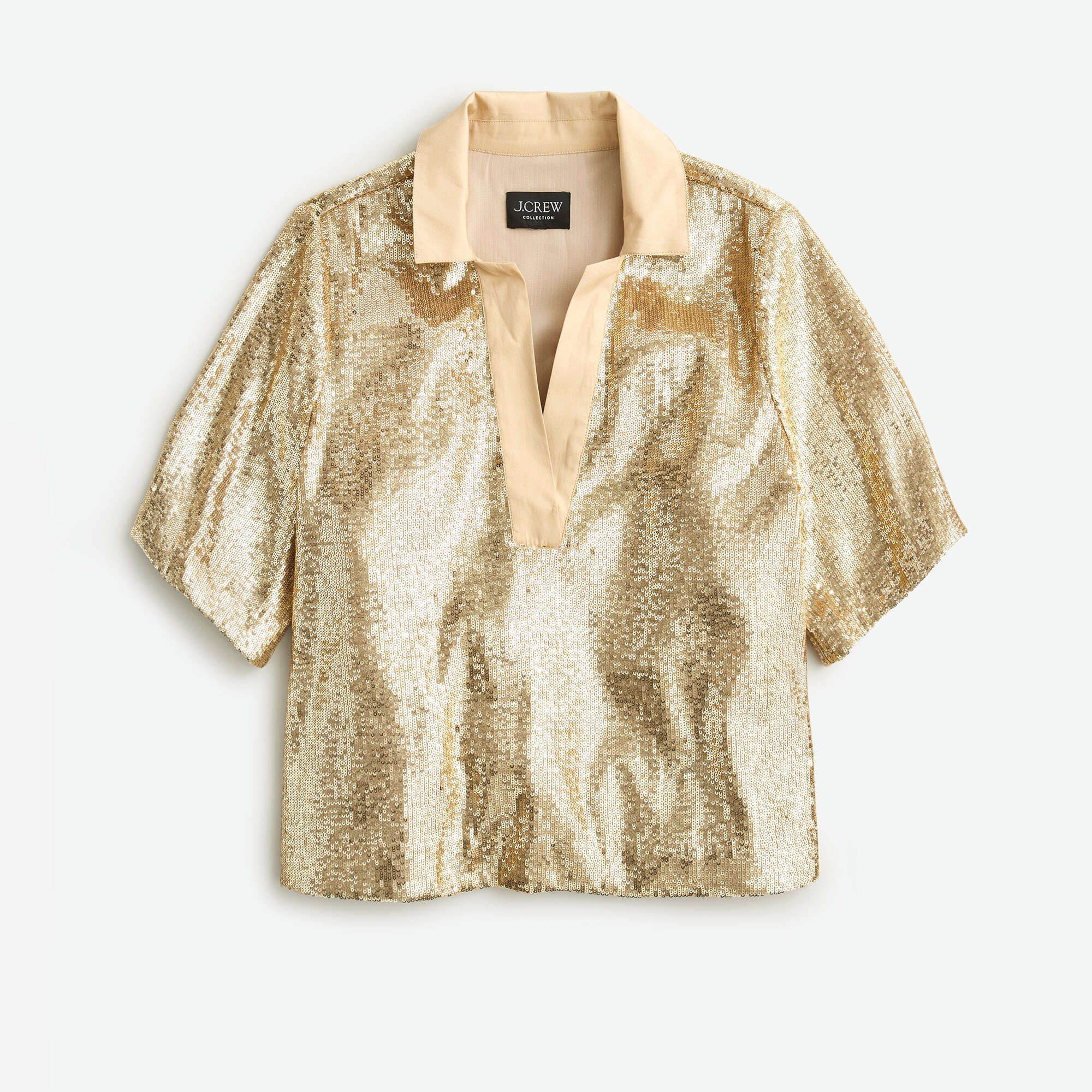 Collection limited-edition sequin V-neck collared shirt