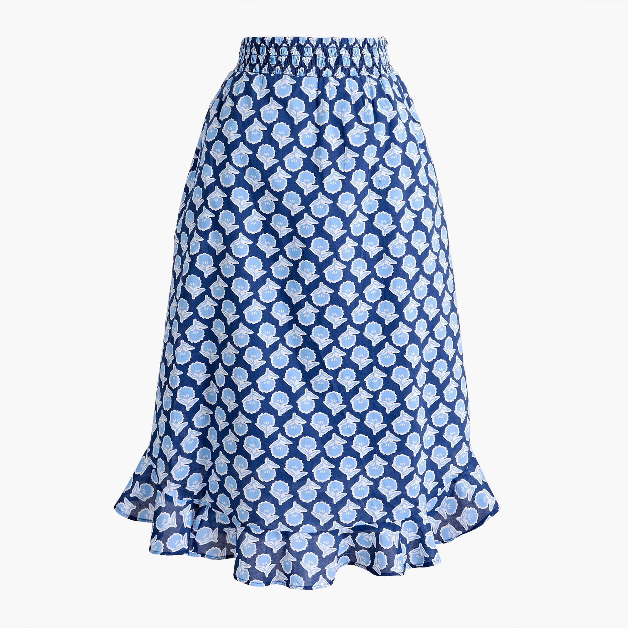 smocked midi skirt for women