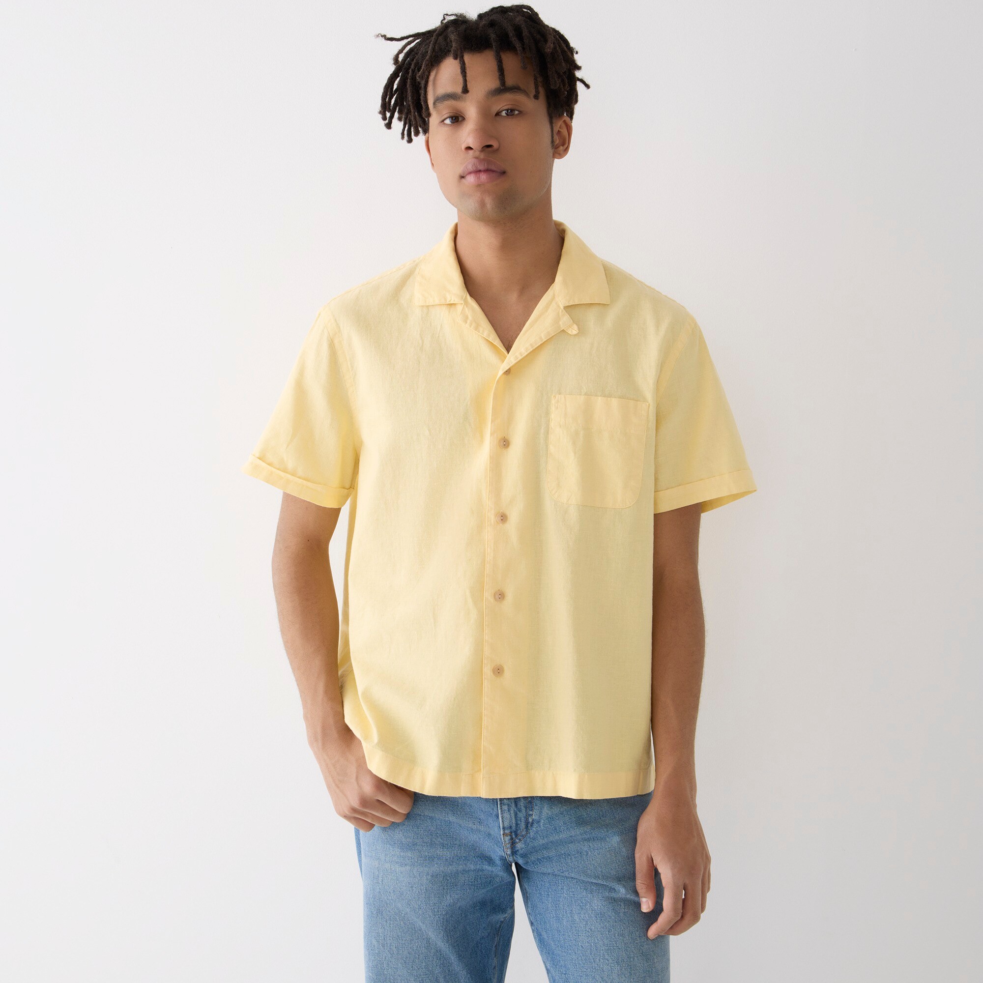 J.Crew Hempcottonblend Campcollar Shirt For Men