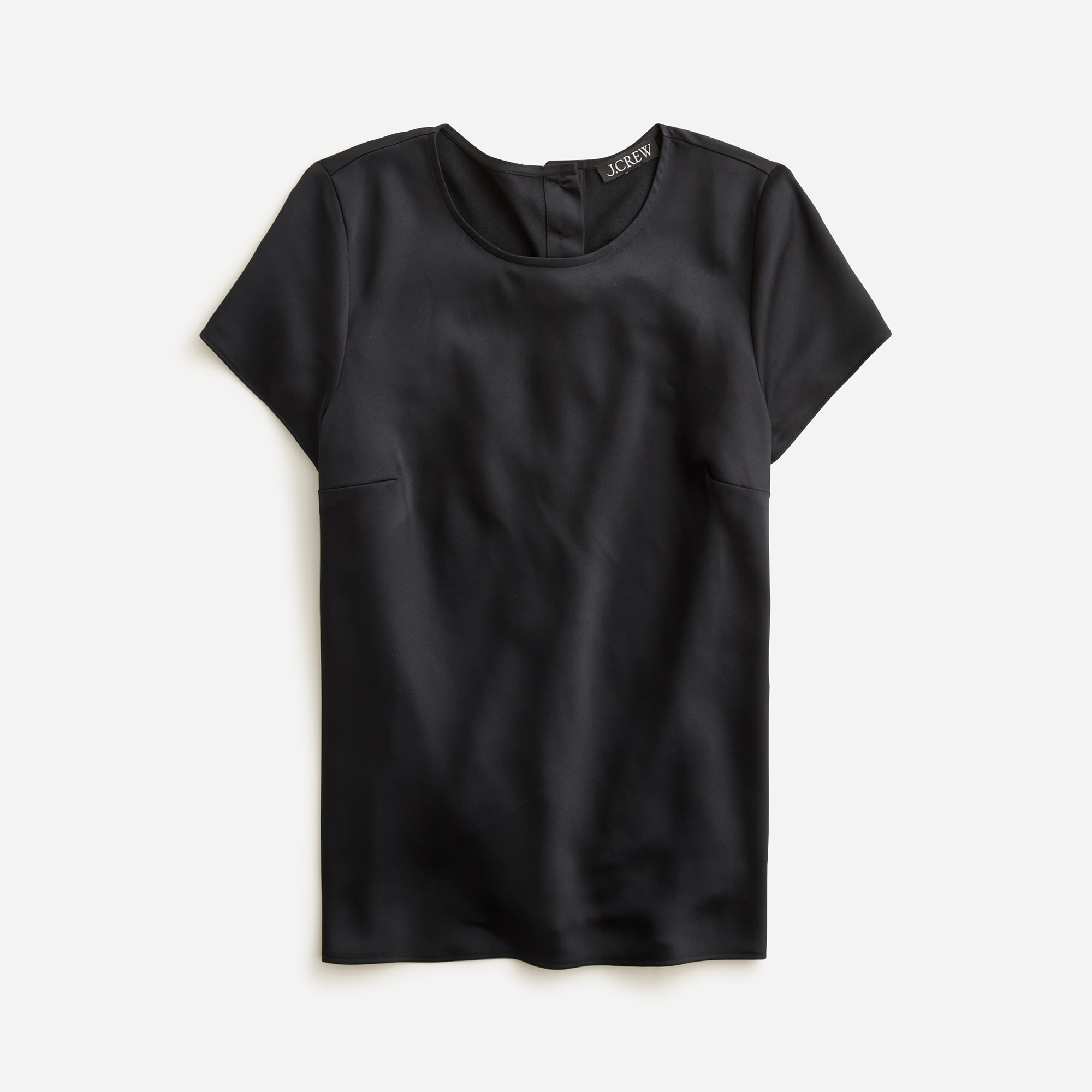 womens Short-sleeve button-back top in everyday crepe