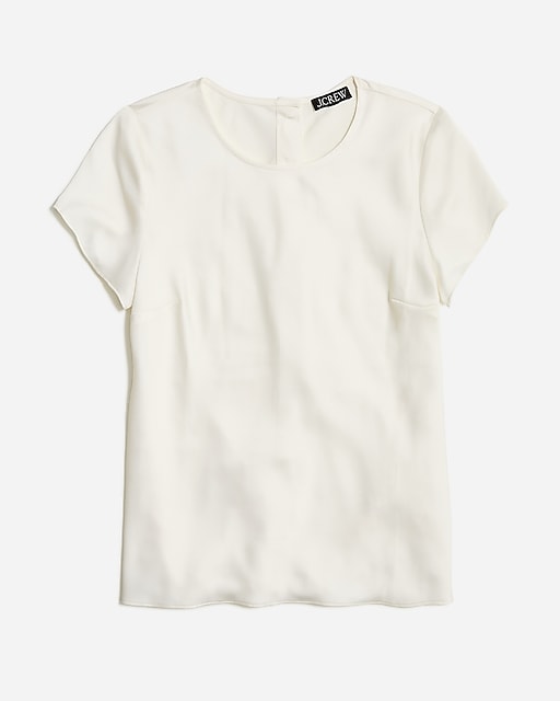 womens Short-sleeve button-back top in everyday crepe