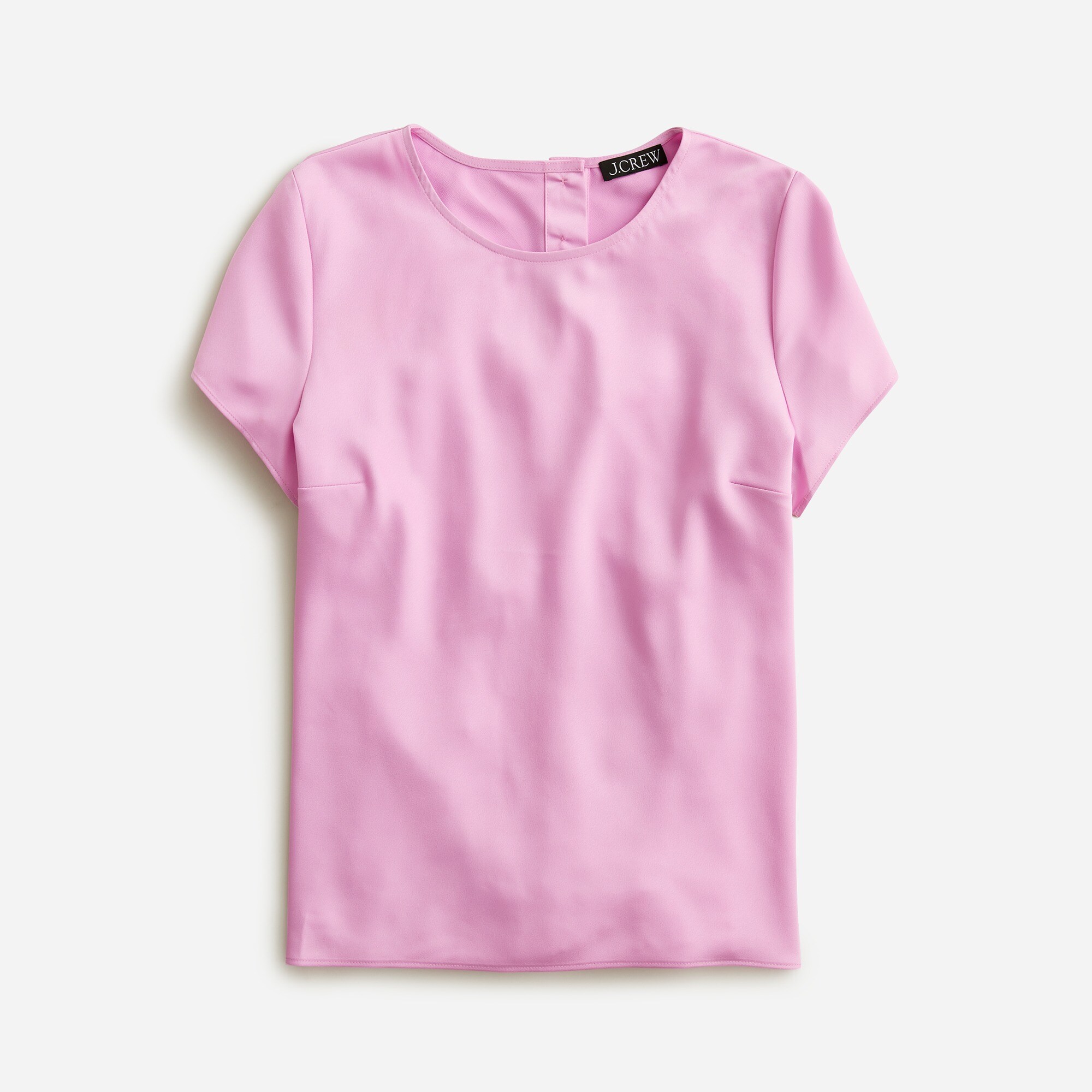 Short-sleeve button-back top in everyday crepe