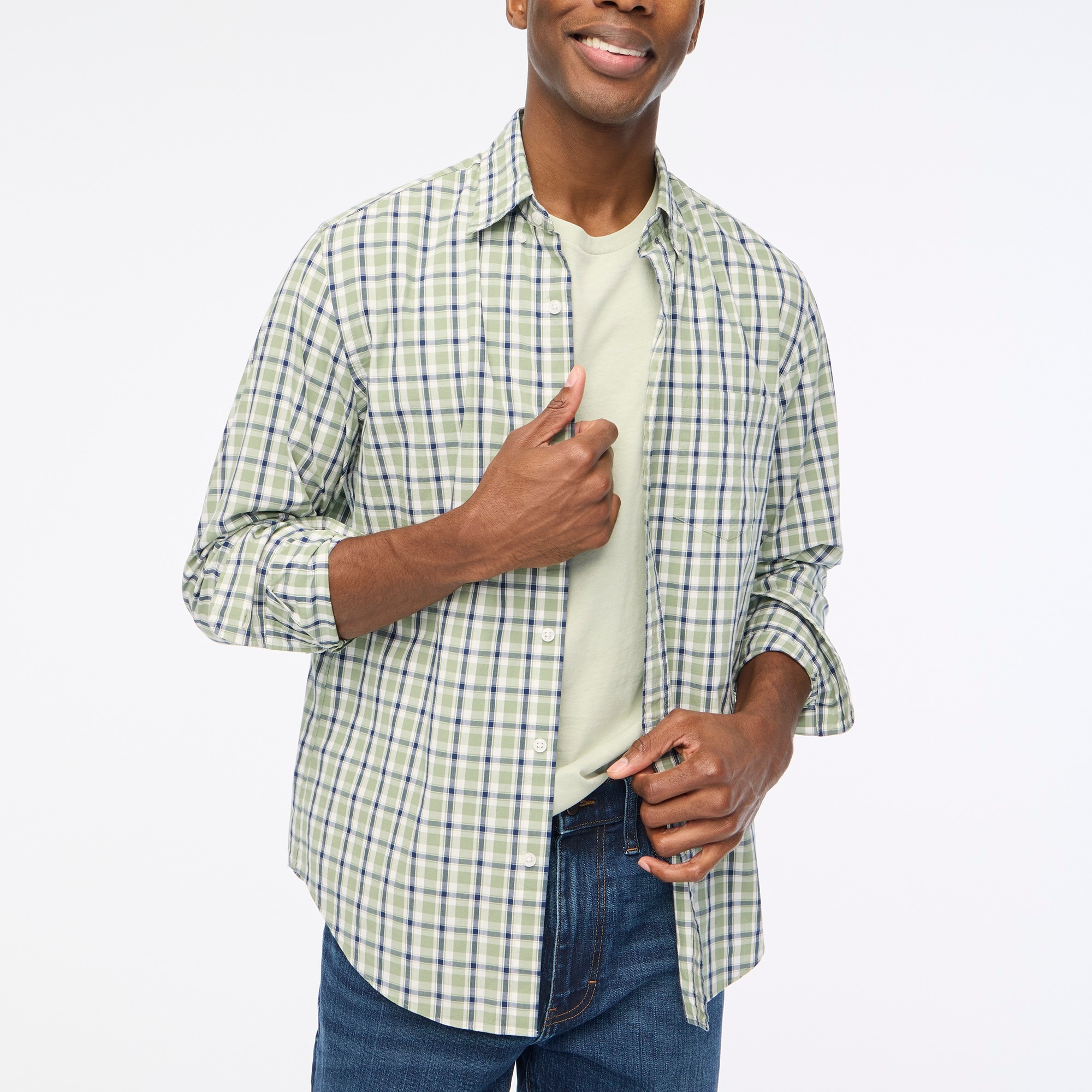 ★★Adairs★★ Washed crew man to man olive JM7288 Secret Wash Cotton Poplin Shirt For Men | J.Crew