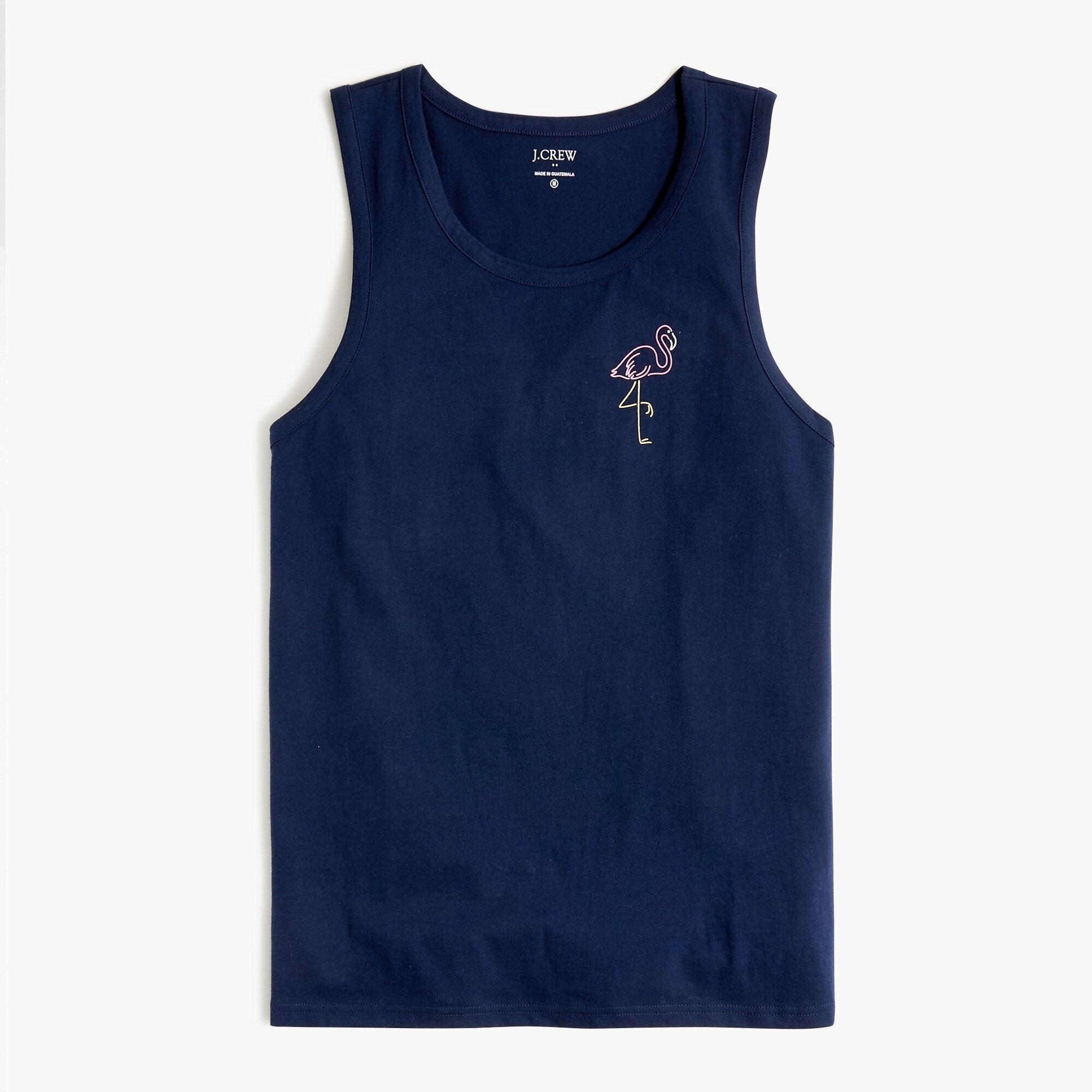 neon flamingo graphic tank top for men