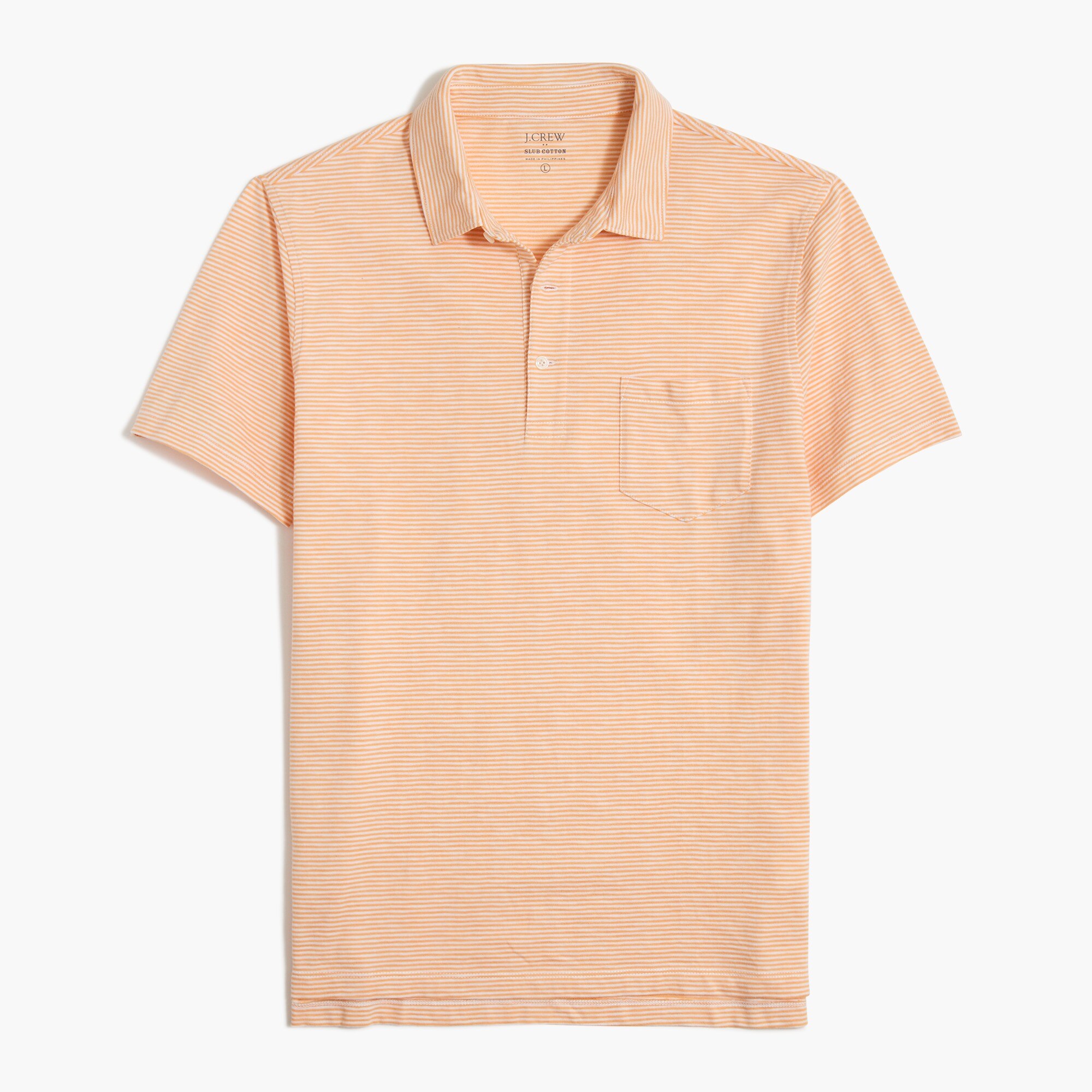 Striped slub jersey pocket polo shirt