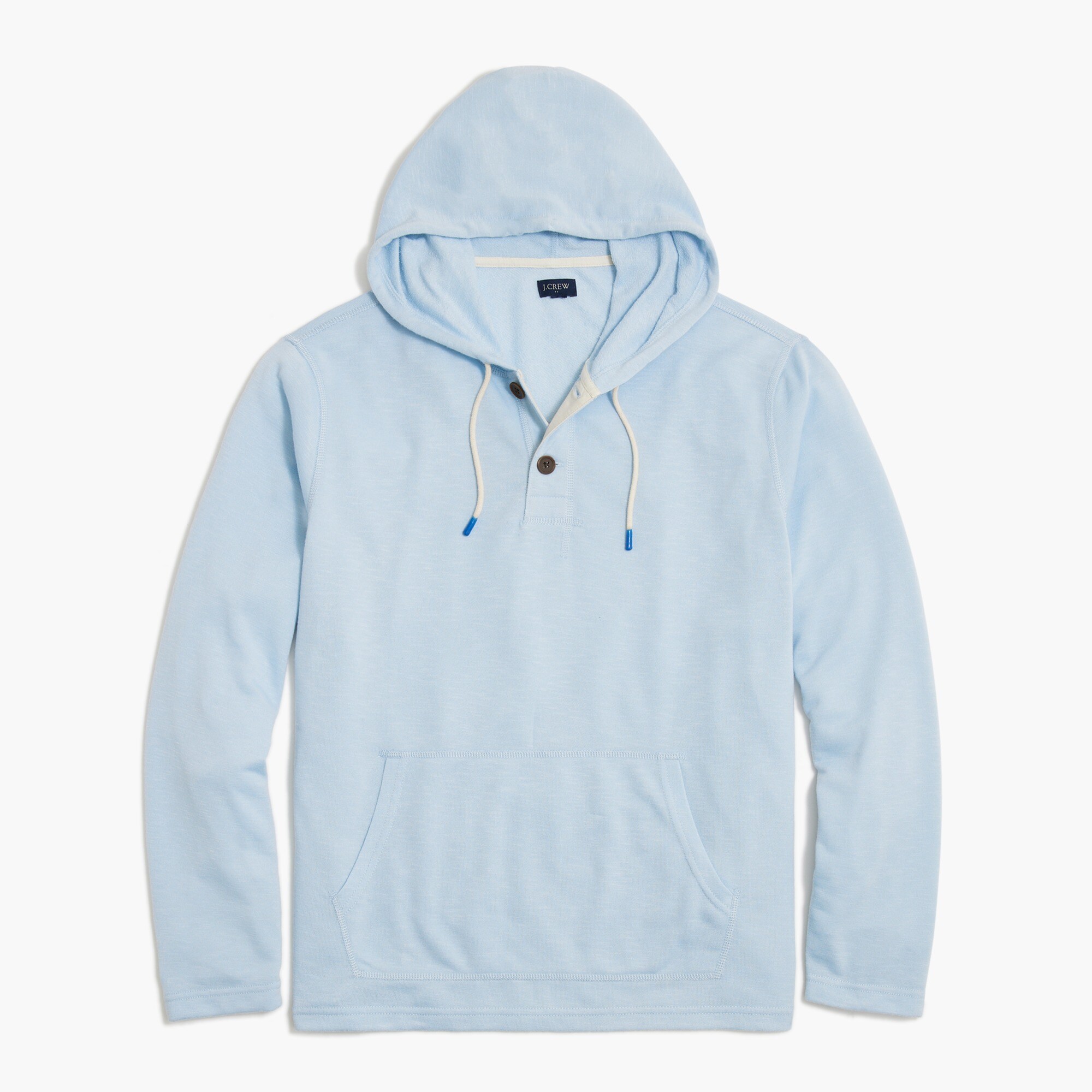 slub terry henley hoodie for men