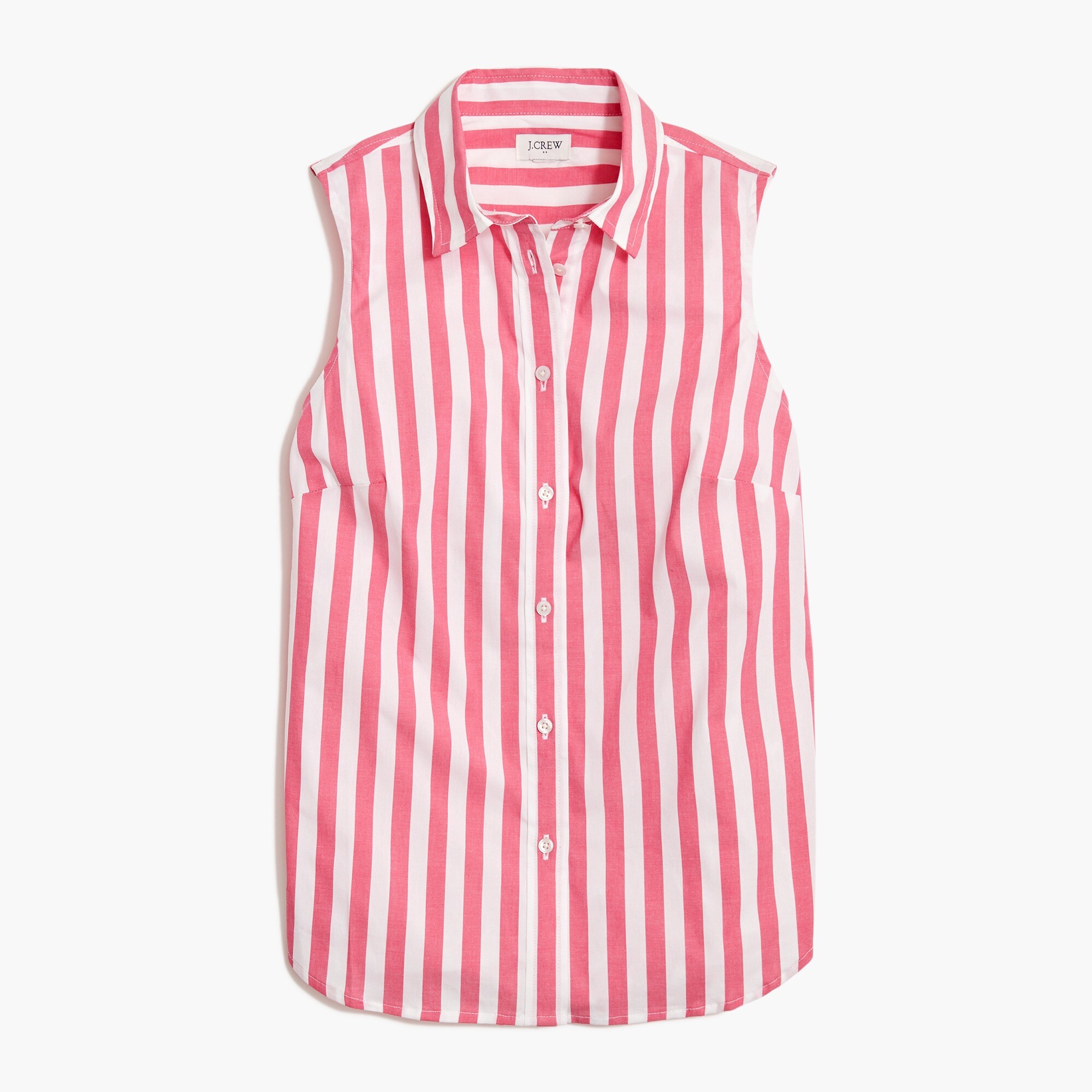 sleeveless cotton-blend poplin shirt in signature fit for women