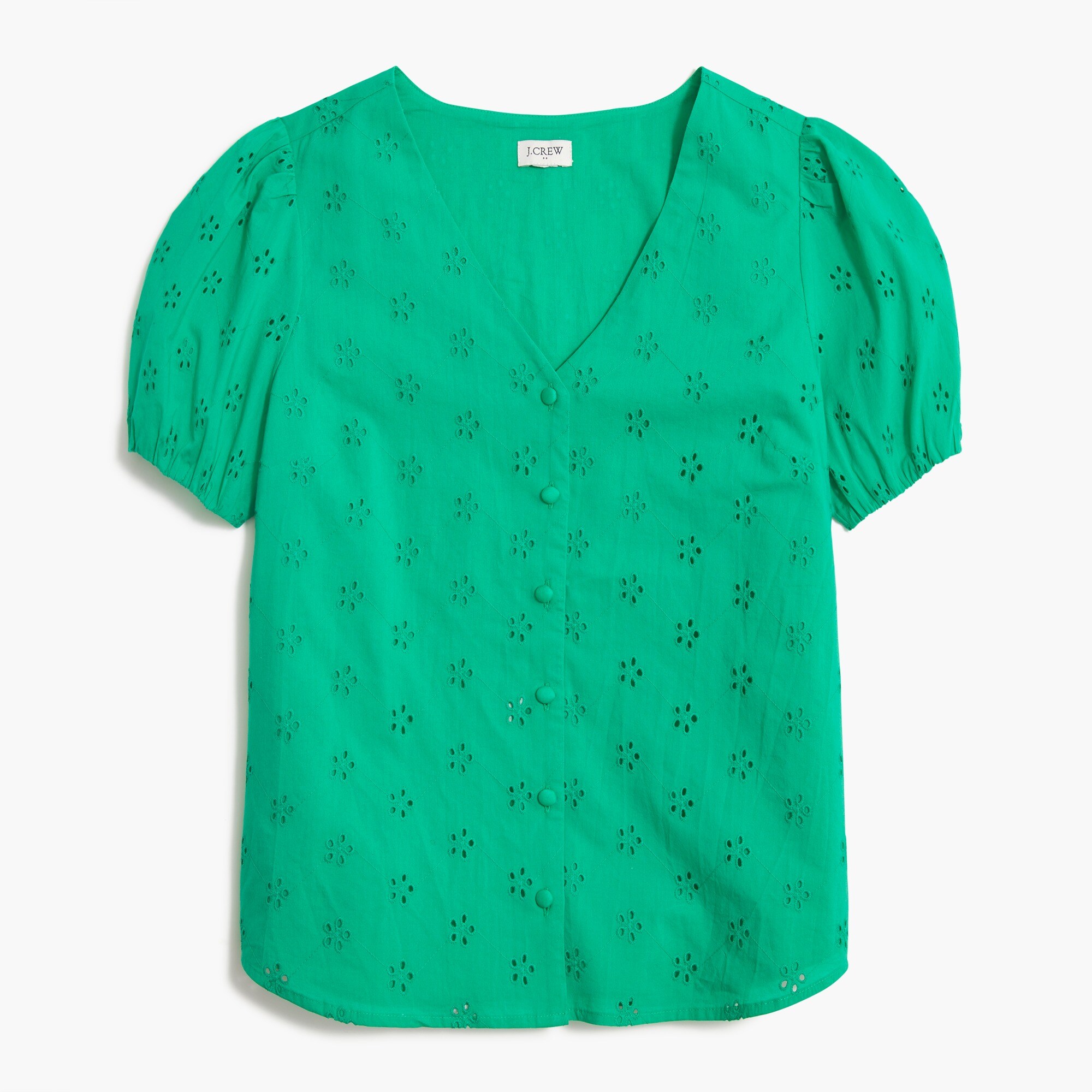 Eyelet button-front shirt