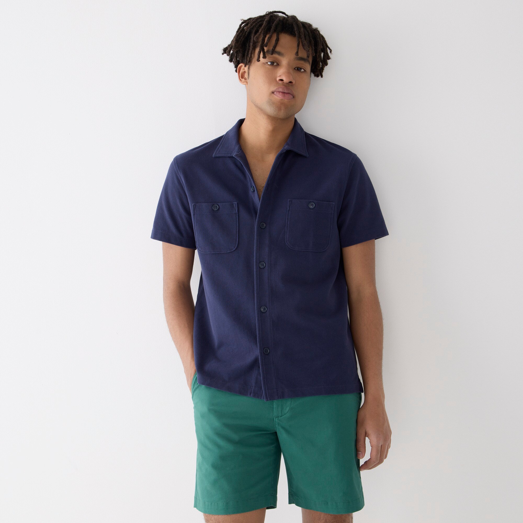 mens Piqu&eacute; camp-collar shirt