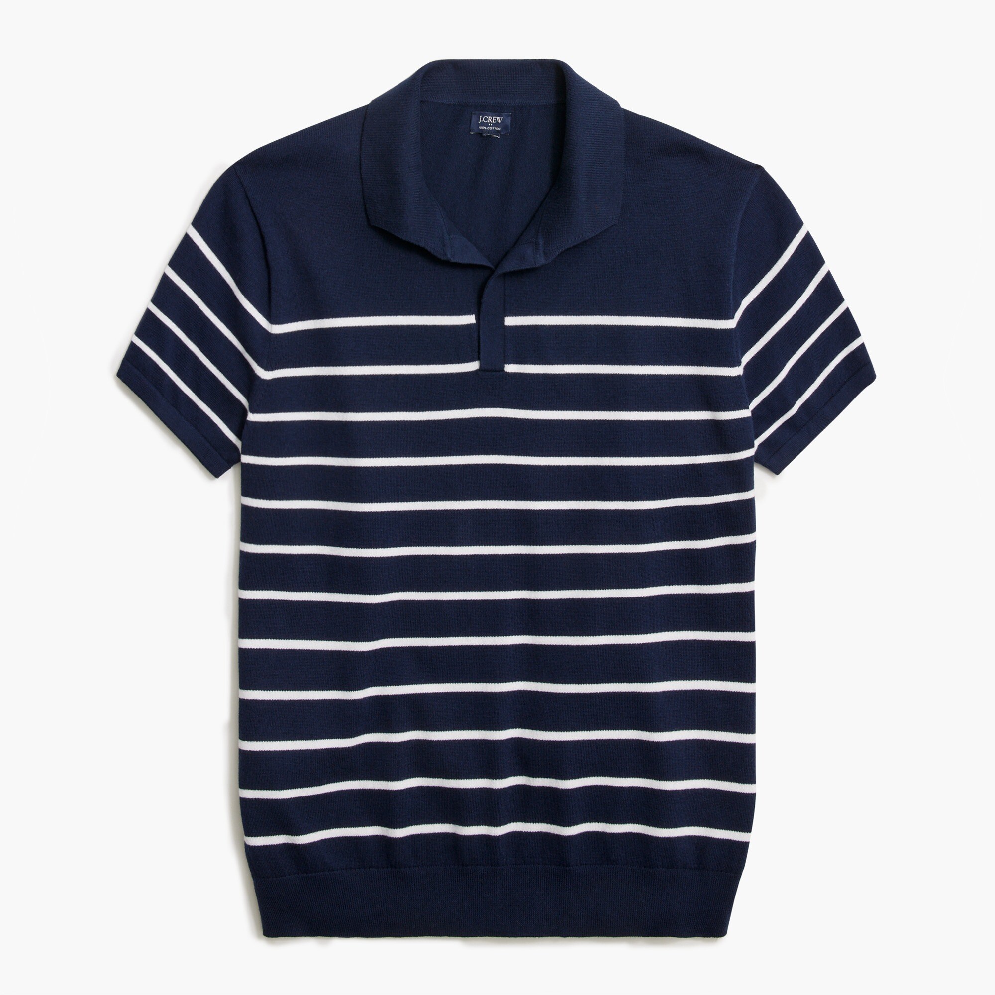 Striped johnny-collar sweater-polo
