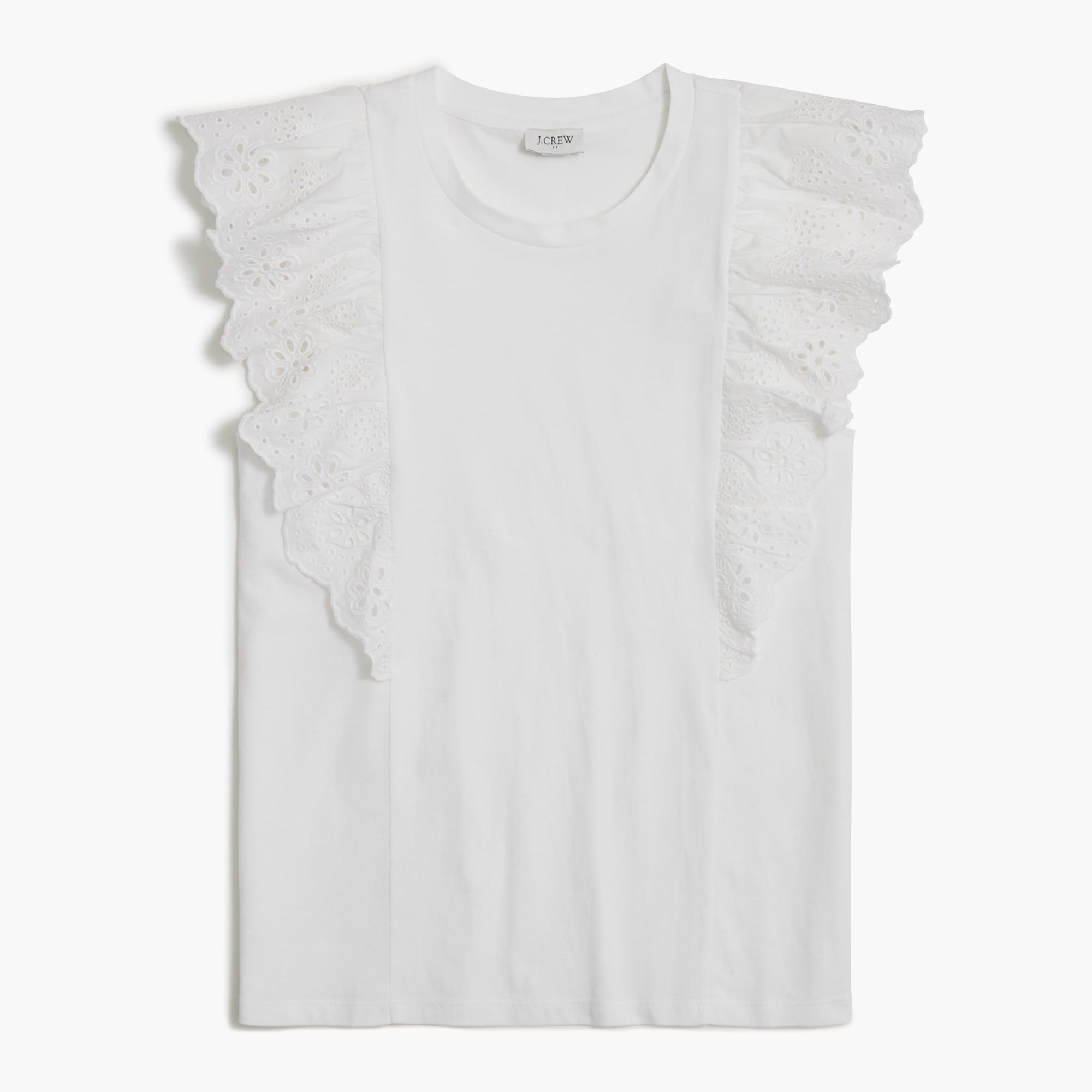 Factory Ruffle sleeve Eyelet Top For Women