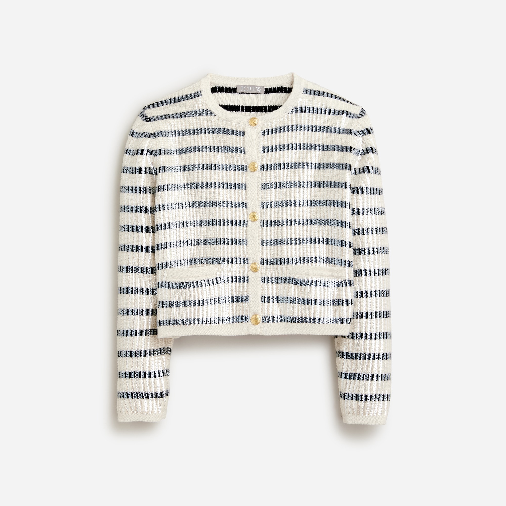 Emilie Sweater Lady Jacket In Sequin Stripe For Women - J.Crew