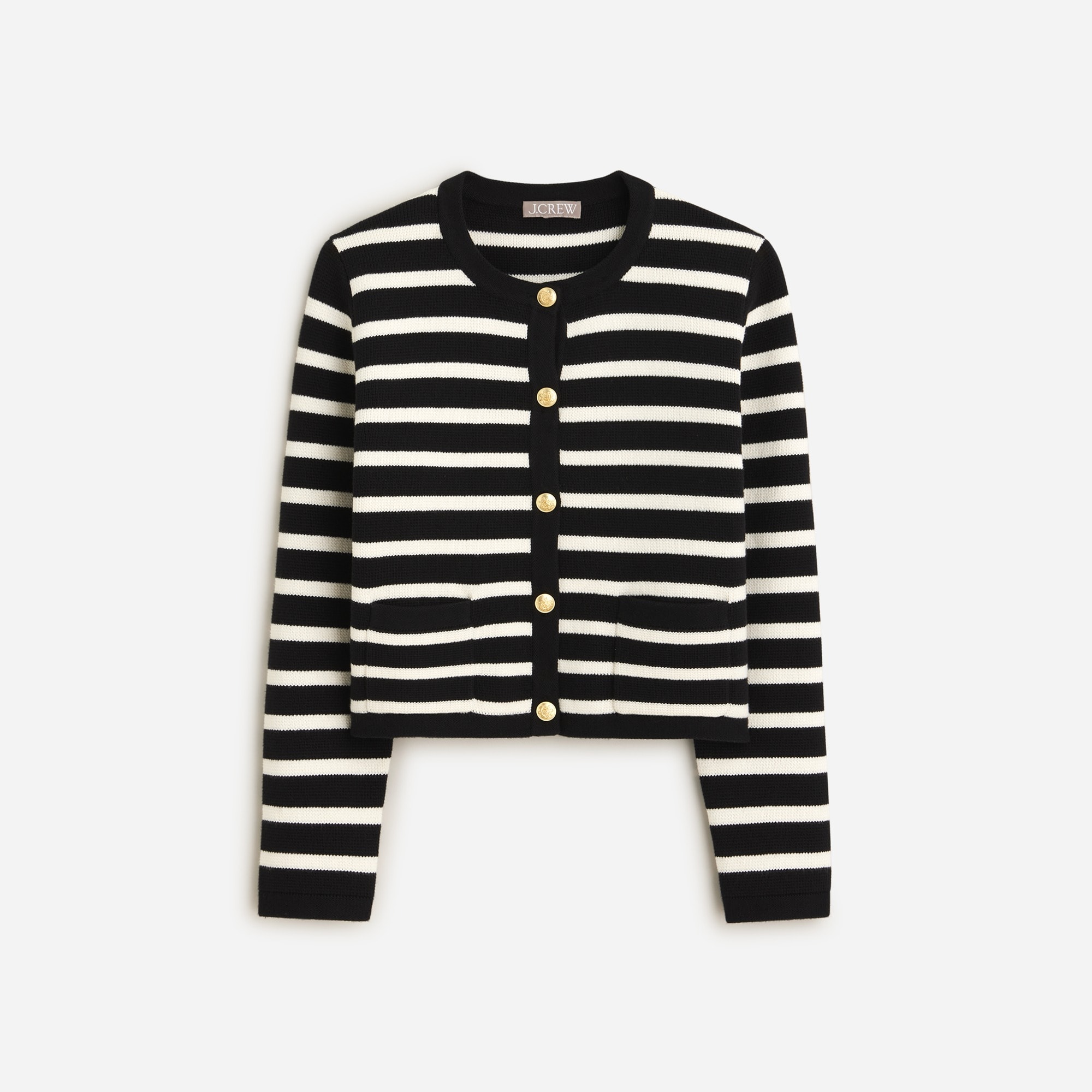 J.Crew: Emilie Patch-pocket Sweater Lady Jacket In Stripe For Women