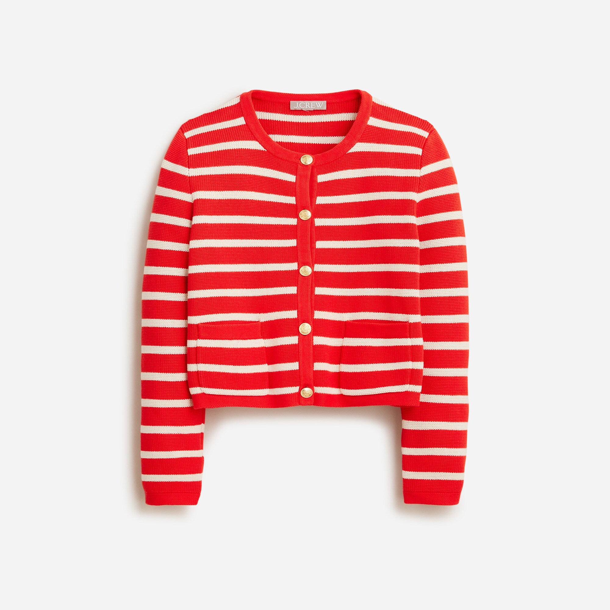 Emilie patch-pocket sweater lady jacket in stripe