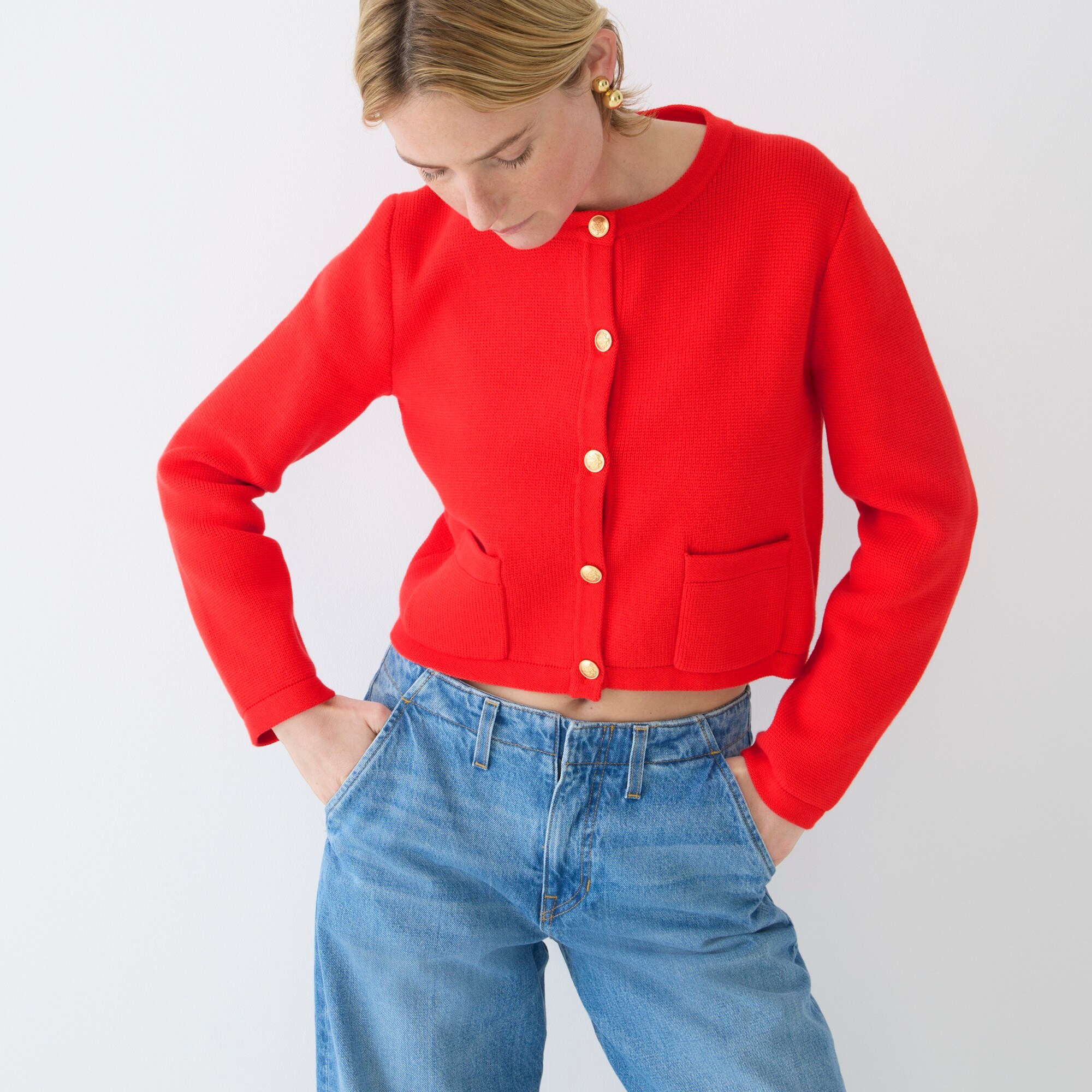 womens Emilie patch-pocket sweater lady jacket