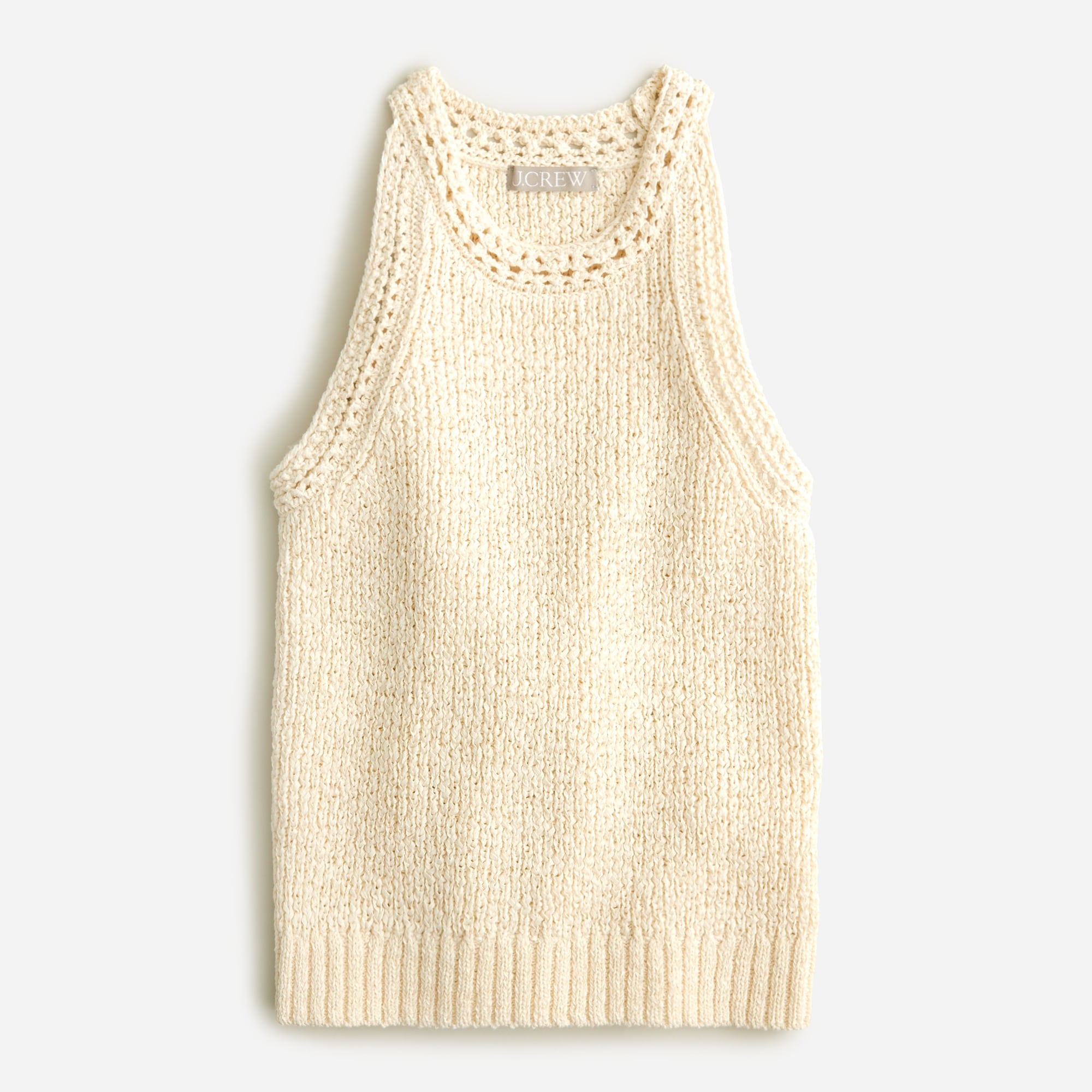 Tjw Pointelle Crew Neck Cardigan Ybl Ecru