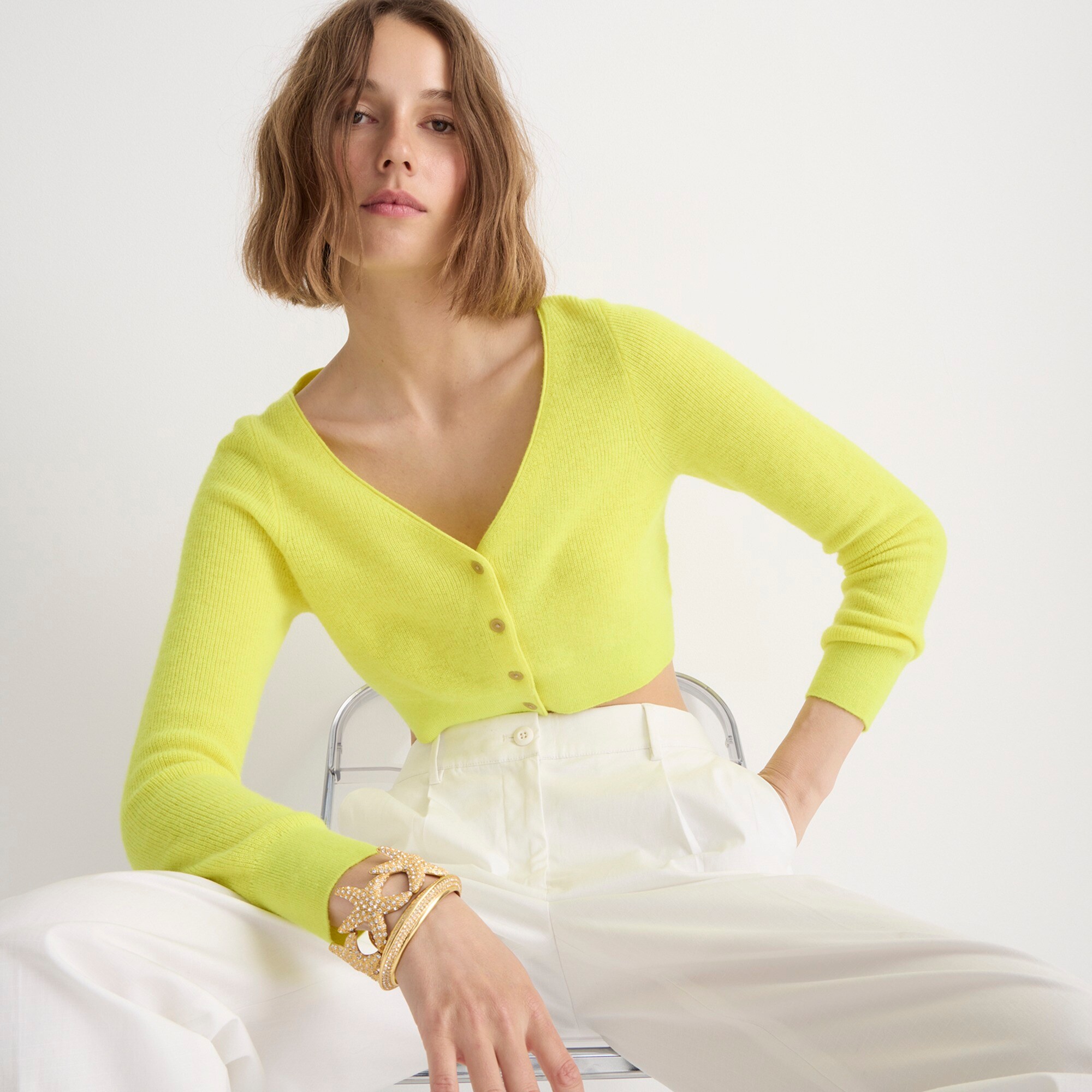 womens Cashmere cropped cardigan sweater